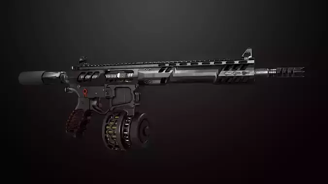 AR-15 Skeletonized  Low-poly 3D model