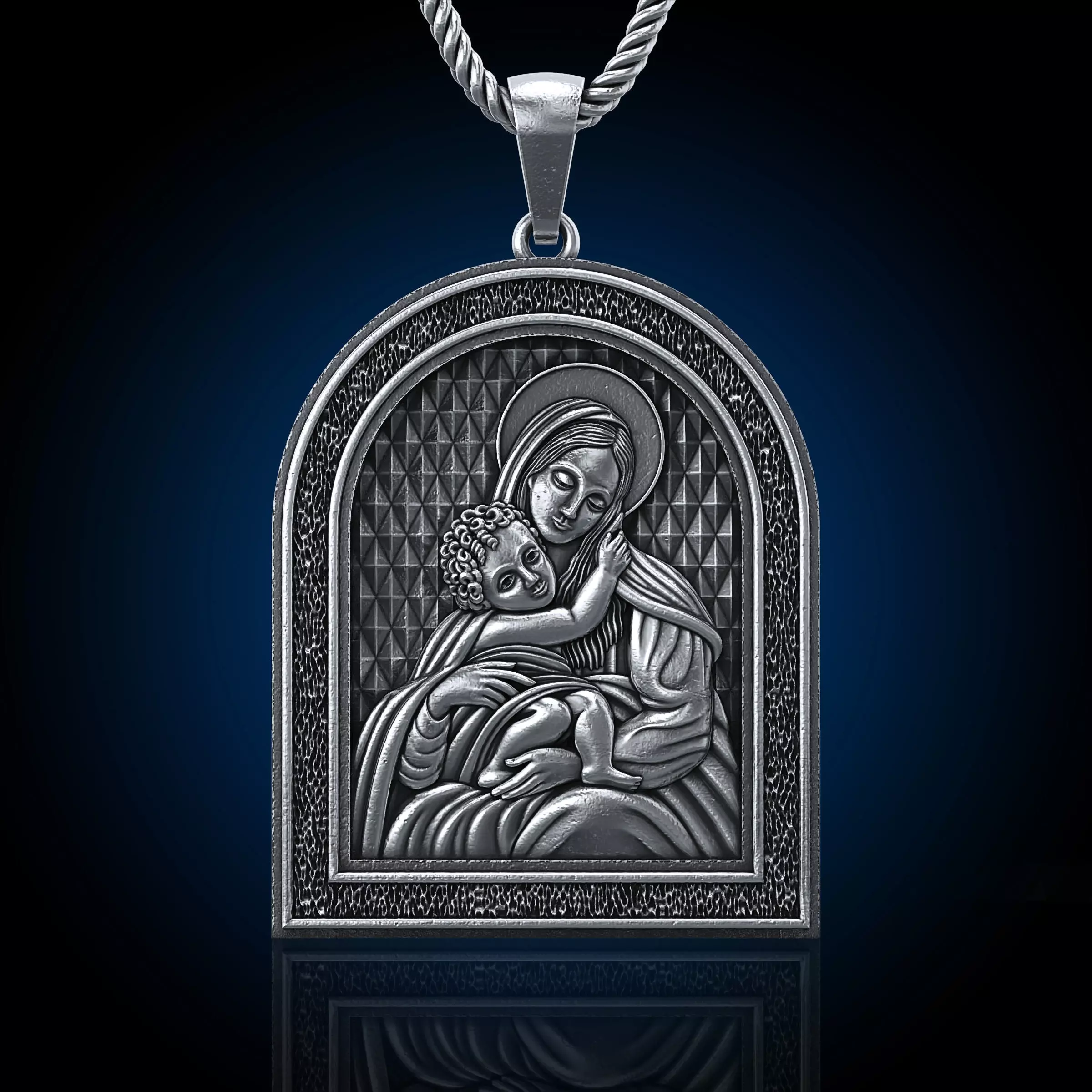 Pendant Mary with Baby Jesus 3D print model_0