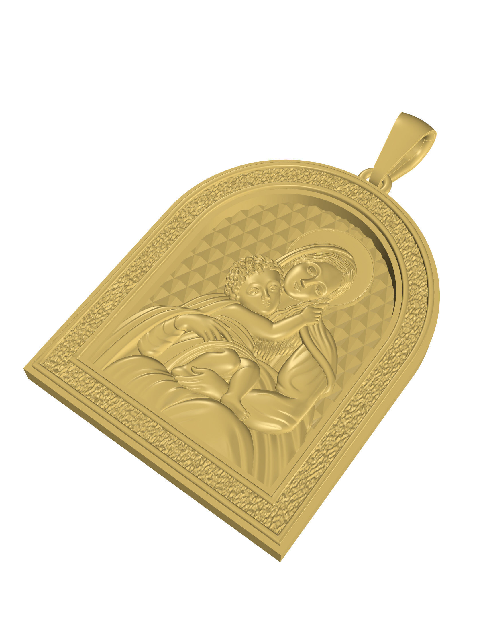 Pendant Mary with Baby Jesus 3D print model_5
