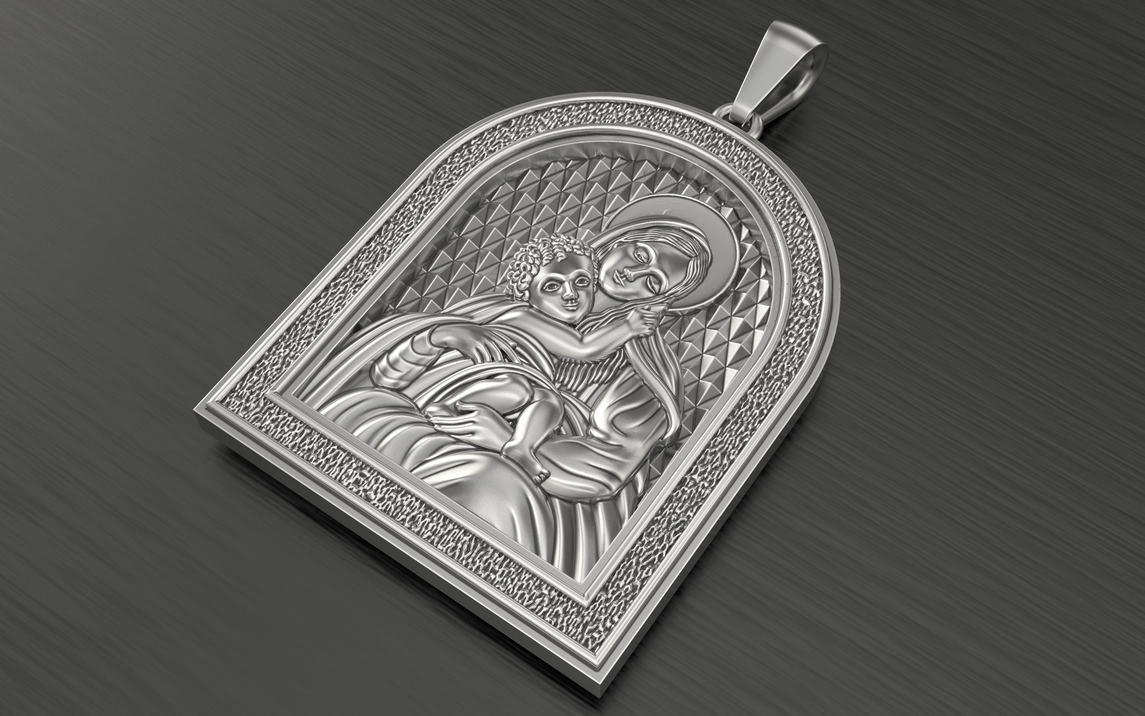 Pendant Mary with Baby Jesus 3D print model_12