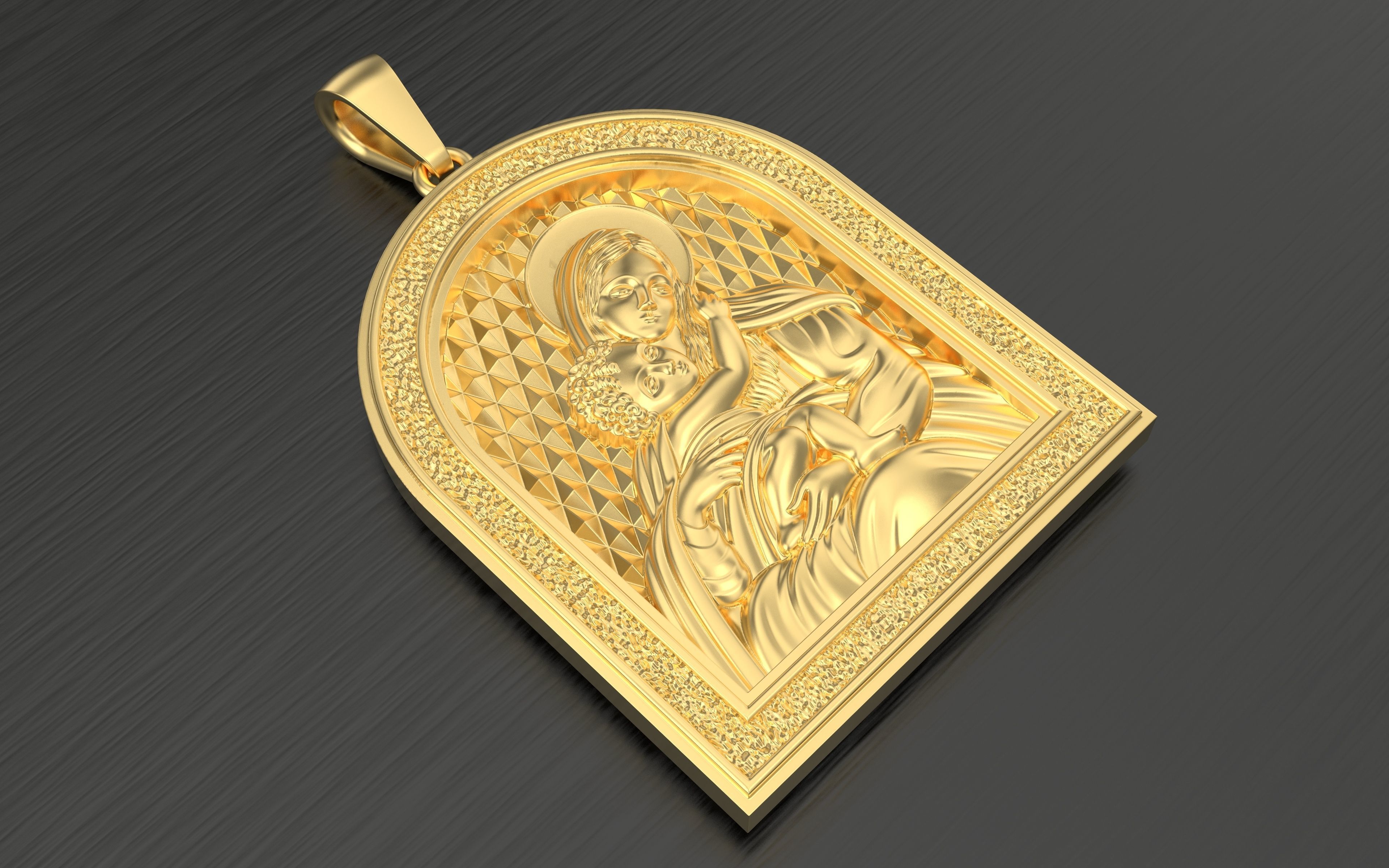 Pendant Mary with Baby Jesus 3D print model_13