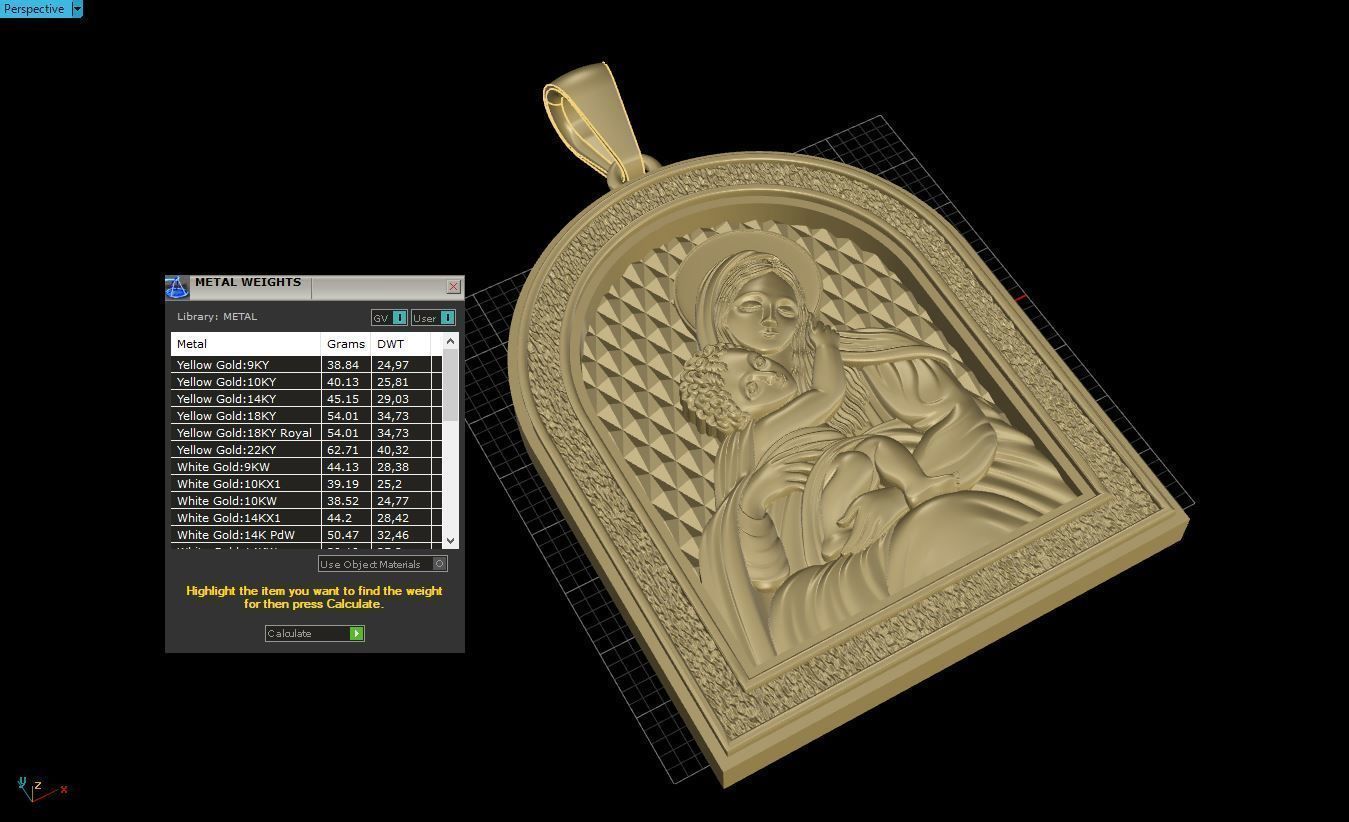 Pendant Mary with Baby Jesus 3D print model_9