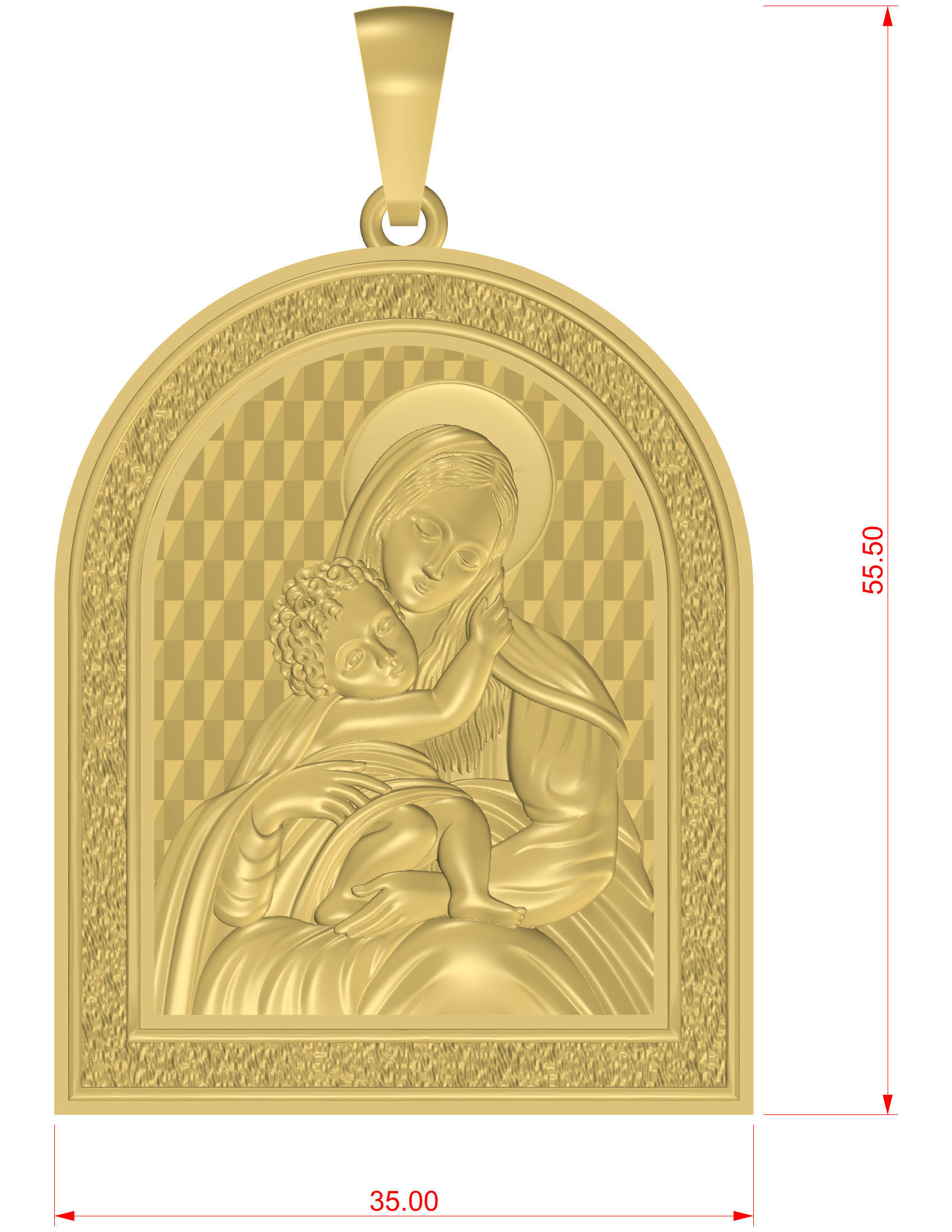 Pendant Mary with Baby Jesus 3D print model_3