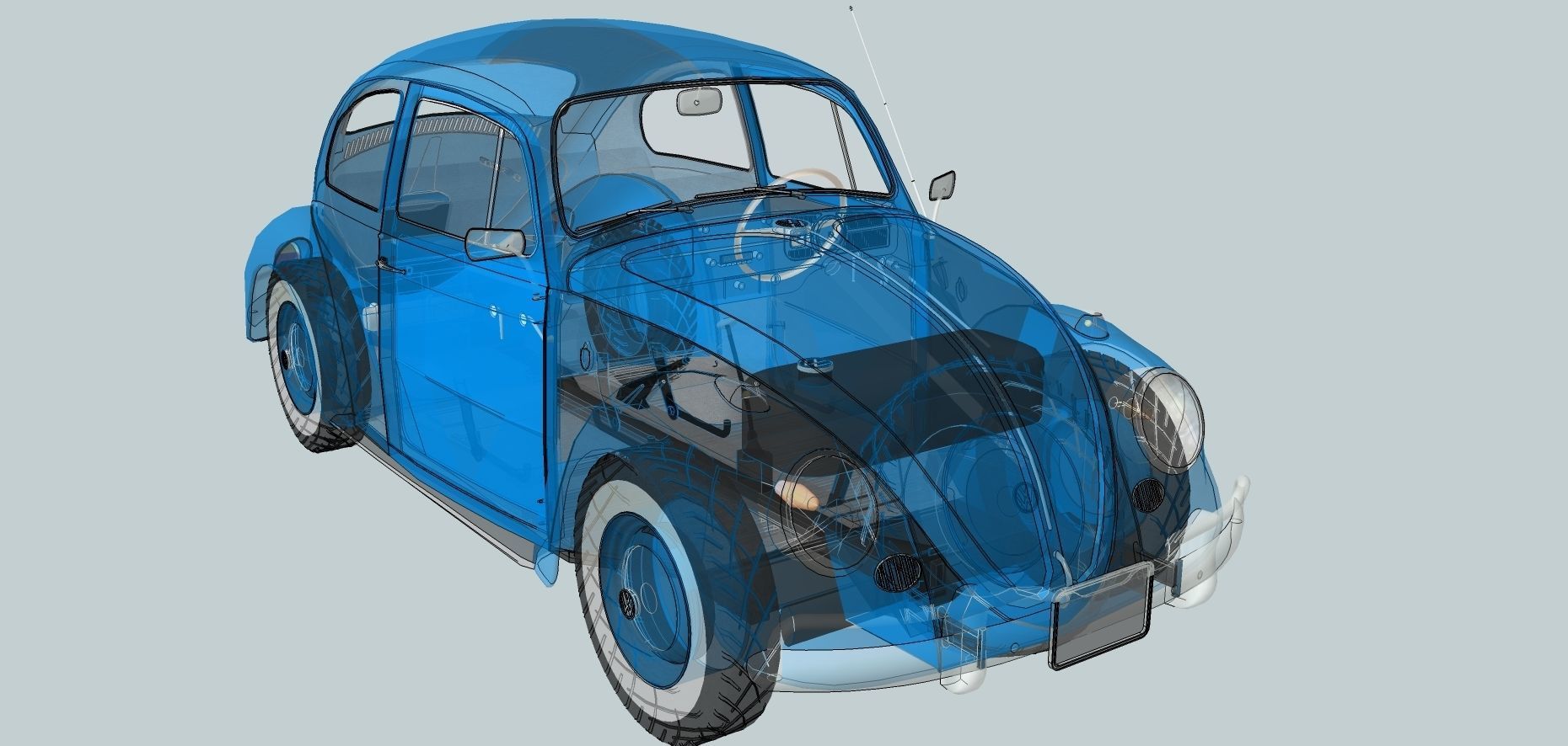 Volkswagen beetle sedan 1963 3D model_20