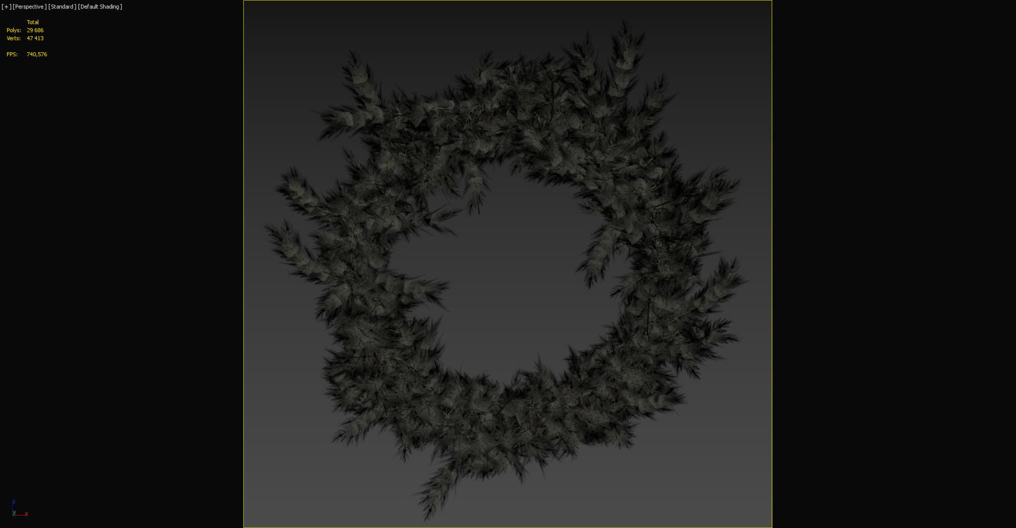 Christmas wreath of coniferous branches 3D model_3