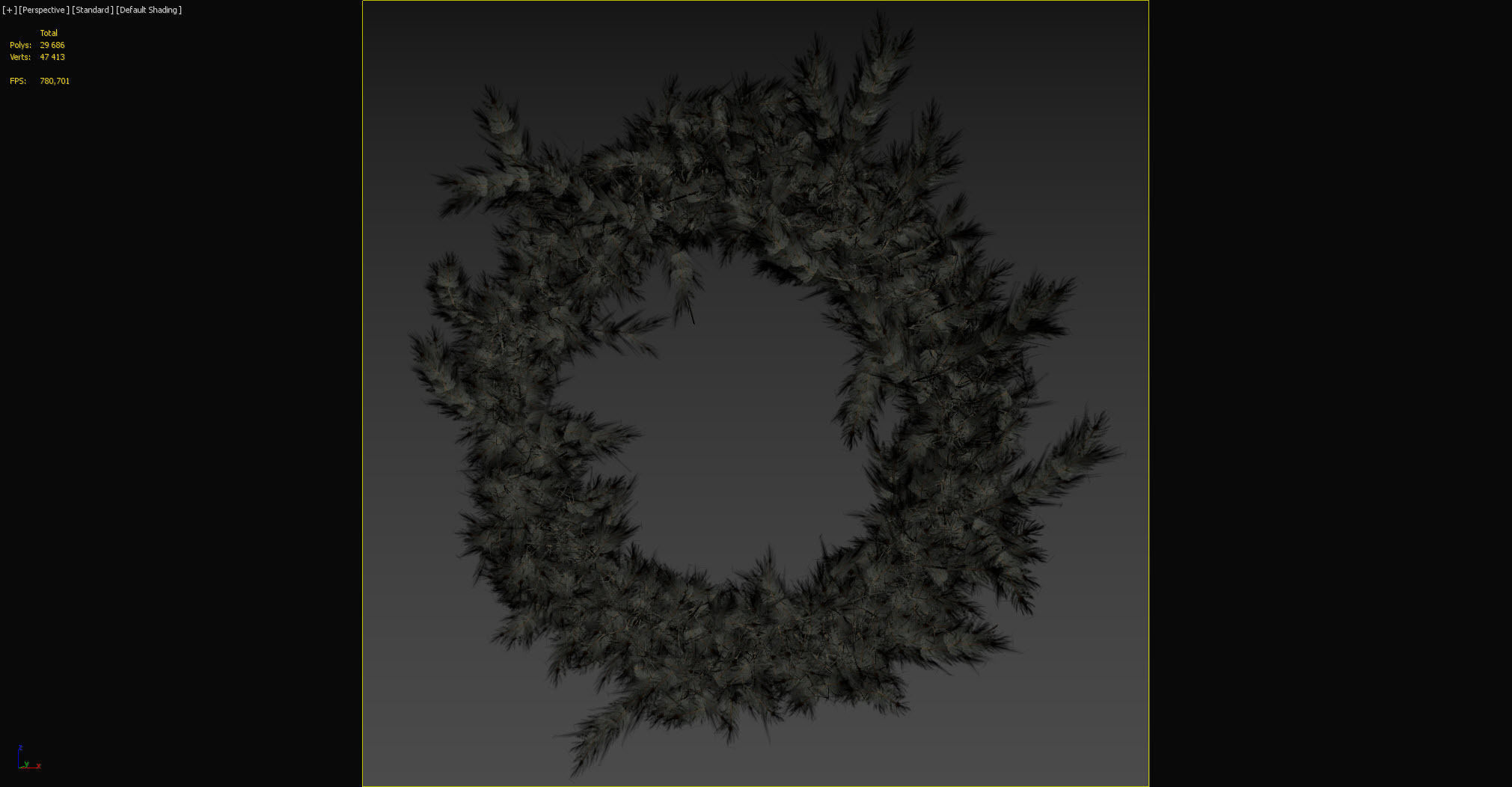 Christmas wreath of coniferous branches 3D model_5