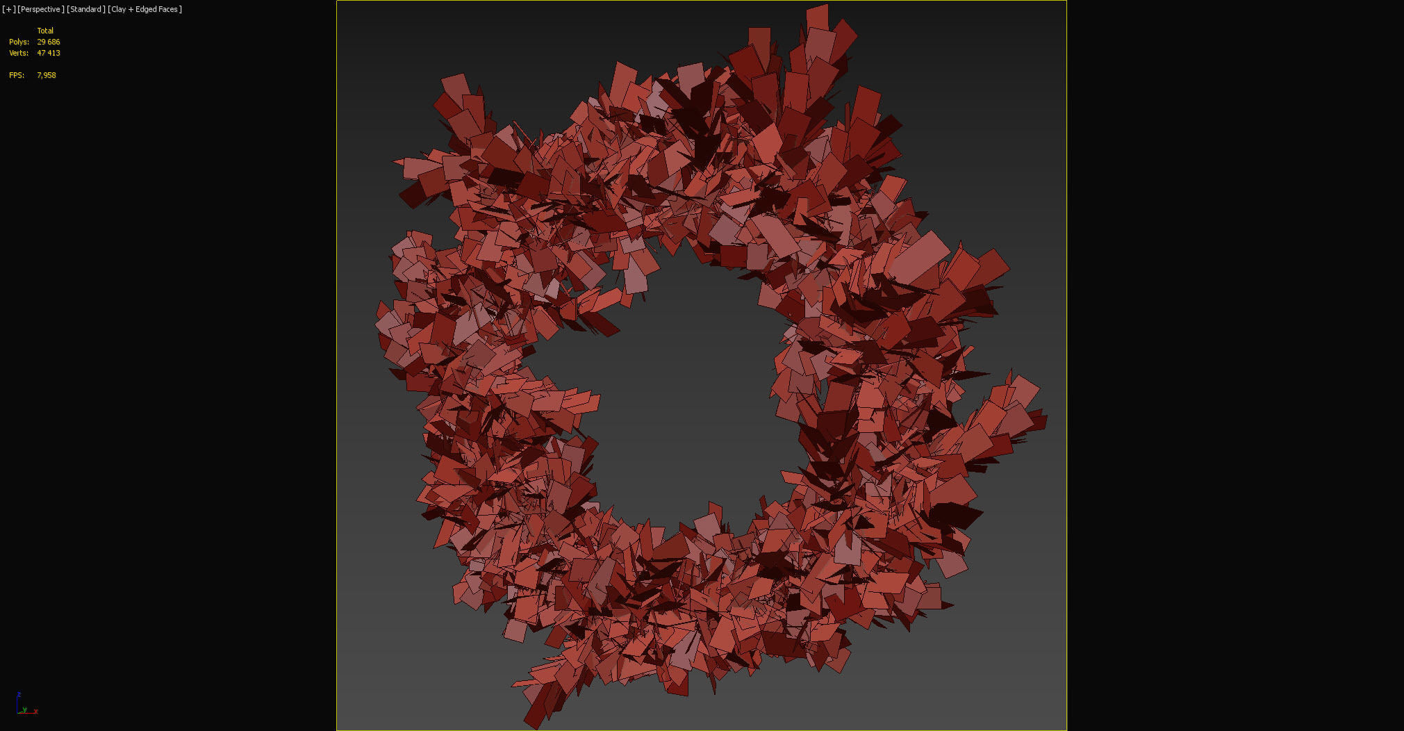 Christmas wreath of coniferous branches 3D model_9