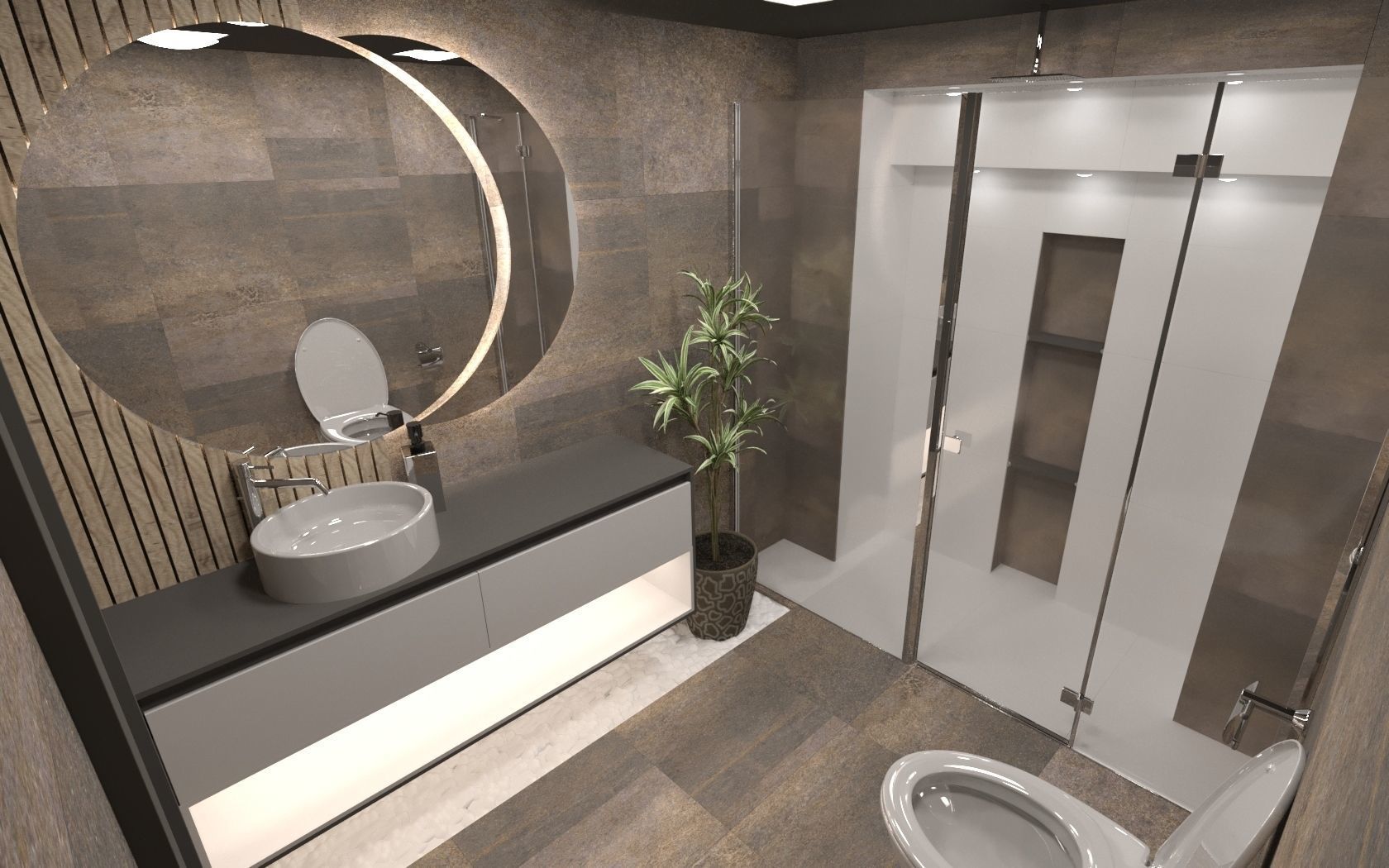 Bathroom modern with toilet and sink 3D model_1