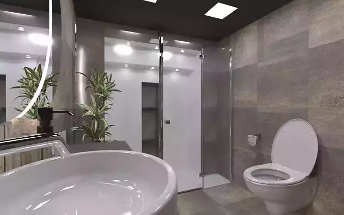 Bathroom modern with toilet and sink