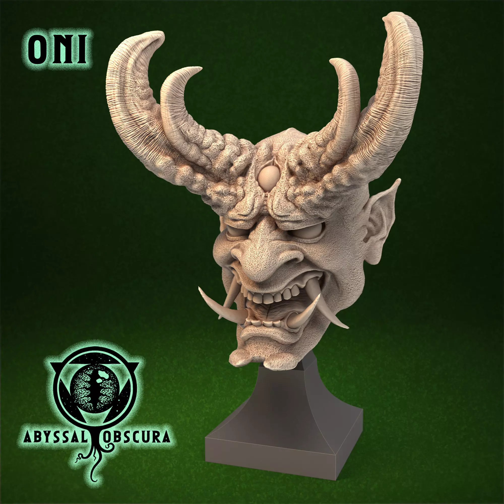 Oni Demon Head Bust 3D print model_0
