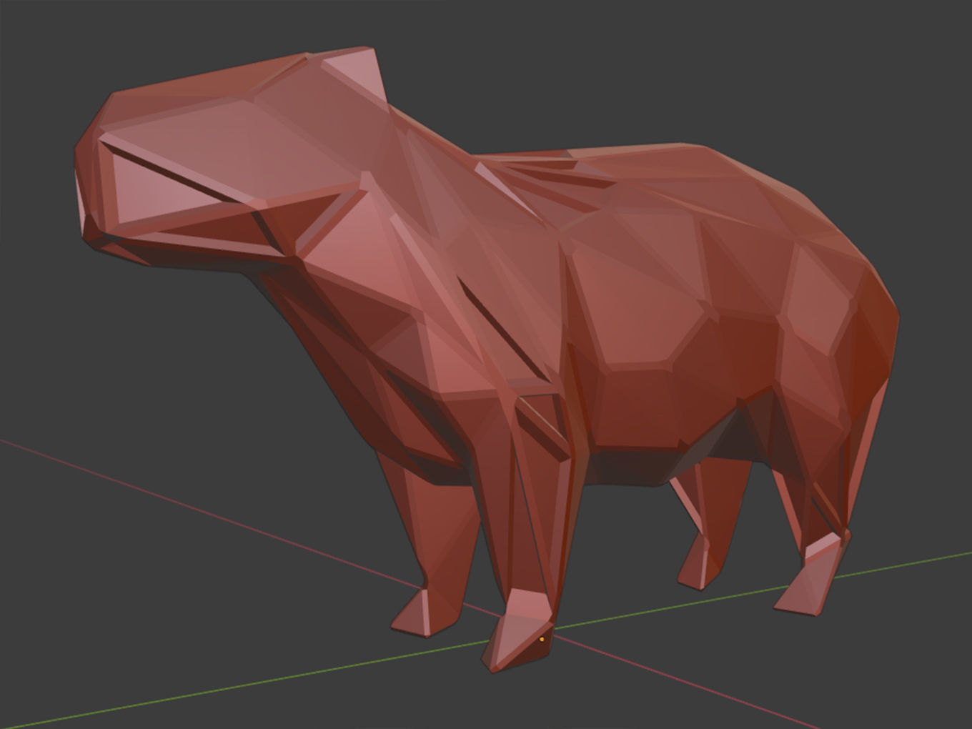 Polygonal Capybara Parametric 3D print model_11