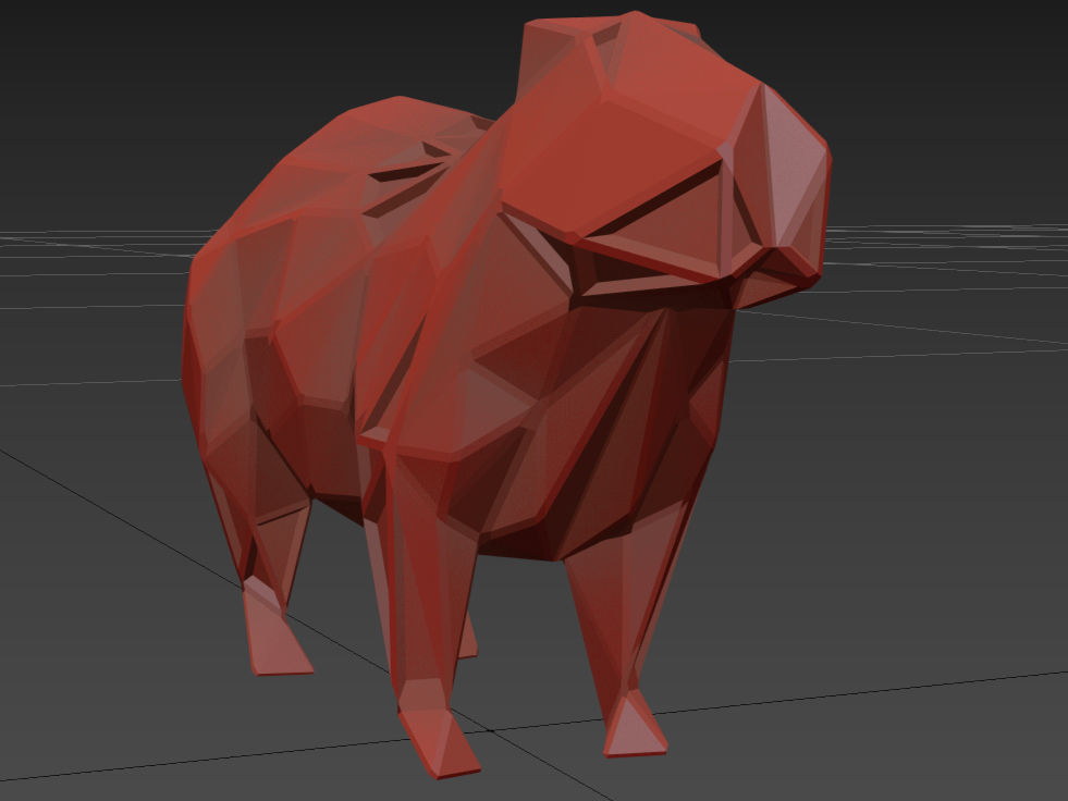 Polygonal Capybara Parametric 3D print model_12