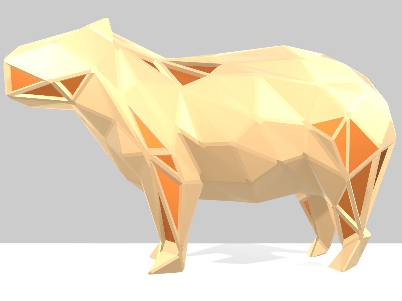 Polygonal Capybara Parametric 3D print model_4