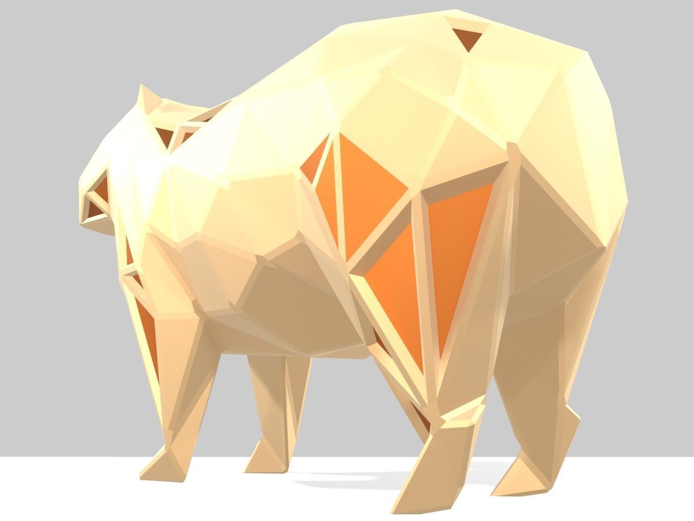 Polygonal Capybara Parametric 3D print model_5