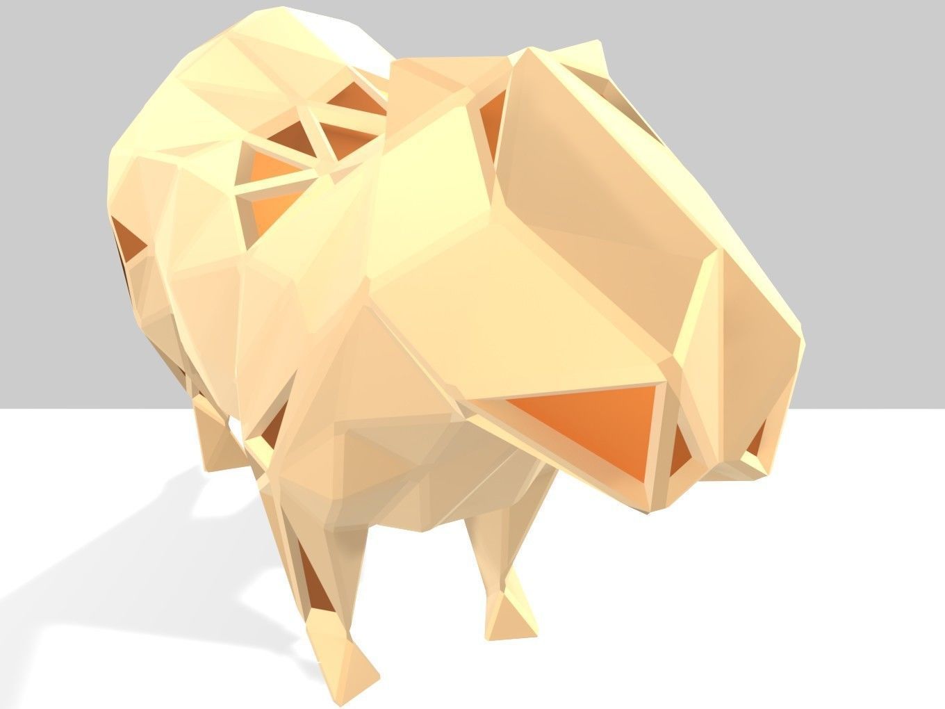 Polygonal Capybara Parametric 3D print model_8
