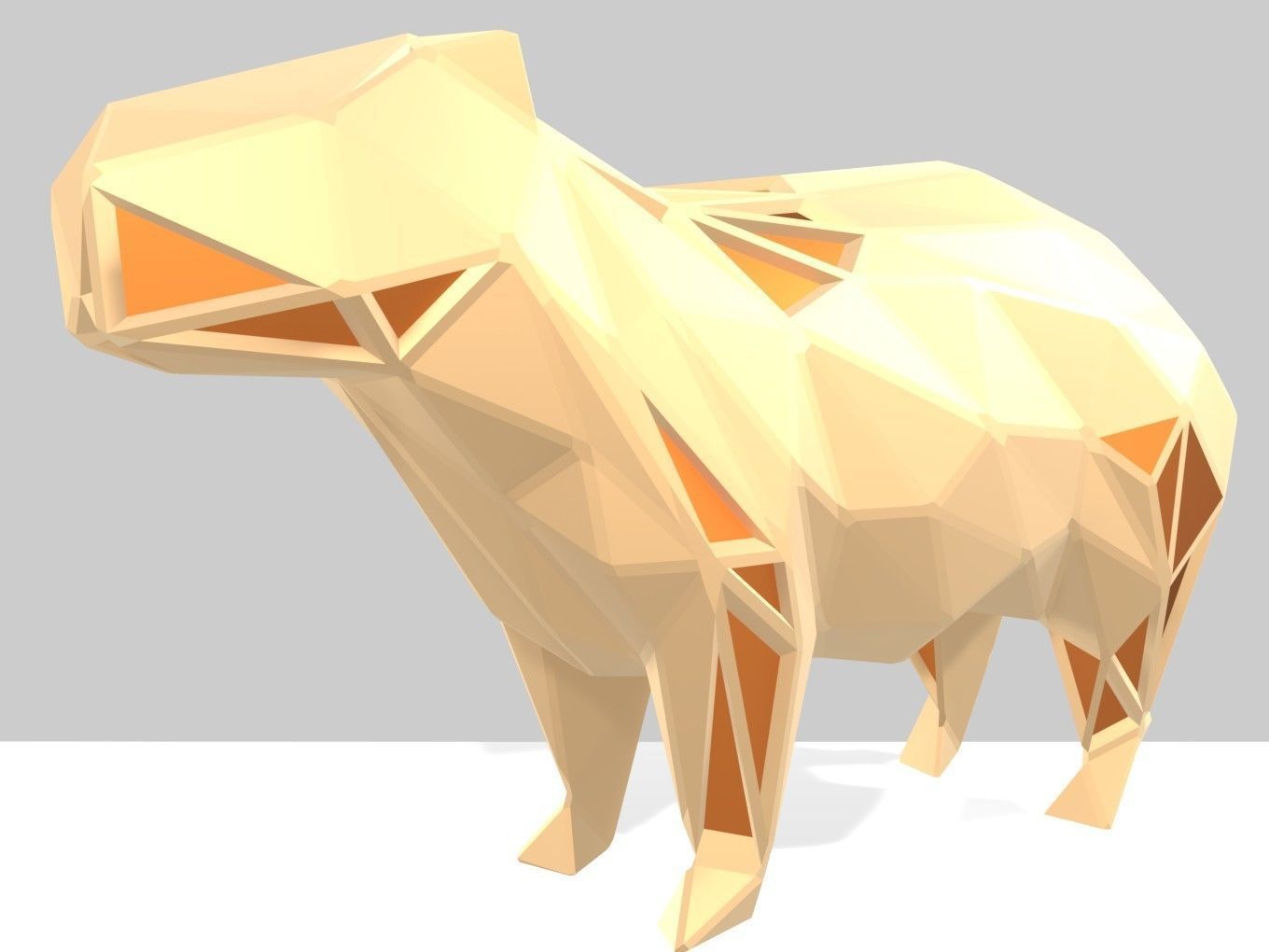 Polygonal Capybara Parametric 3D print model_3