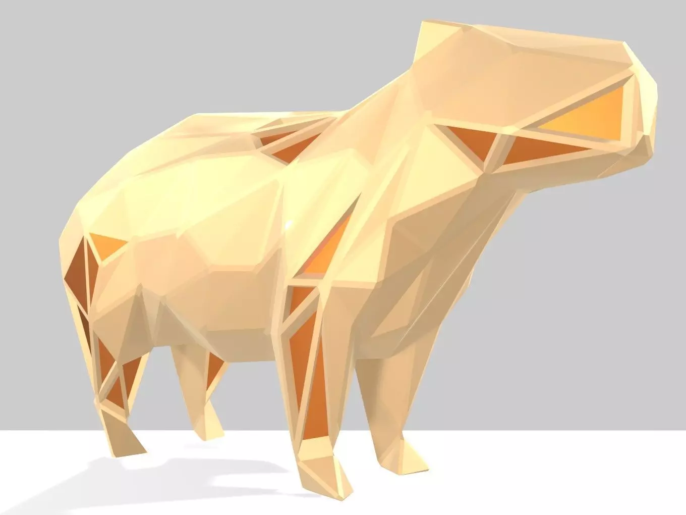 Polygonal Capybara Parametric 3D print model_0