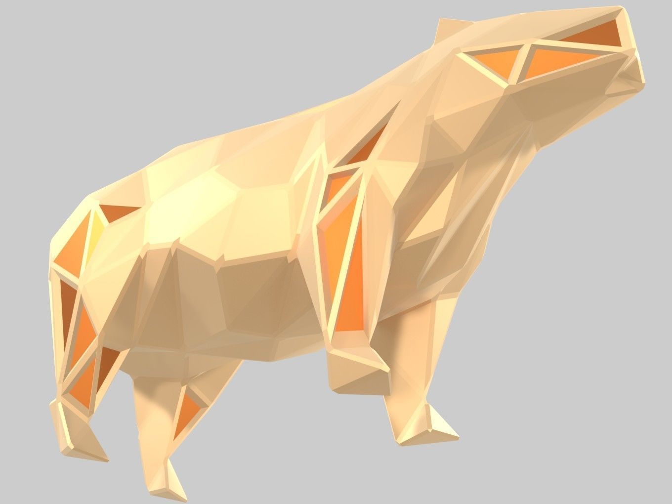 Polygonal Capybara Parametric 3D print model_7