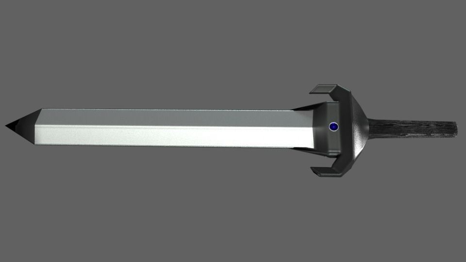 Low Poly Gladius Fantasy Blue Stones Dark Ebony Handling Low-poly 3D model_8