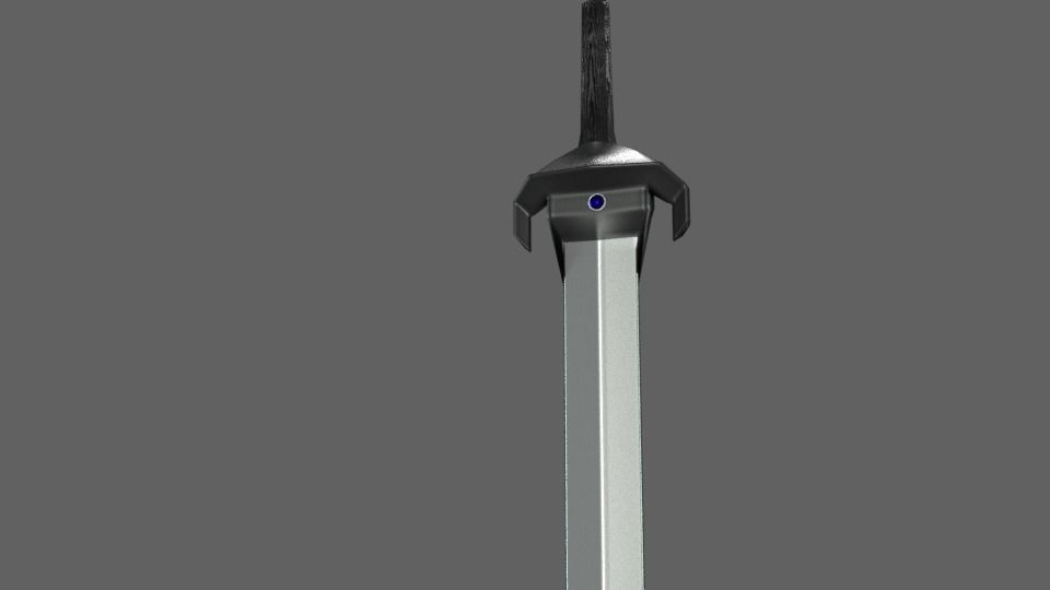 Low Poly Gladius Fantasy Blue Stones Dark Ebony Handling Low-poly 3D model_3