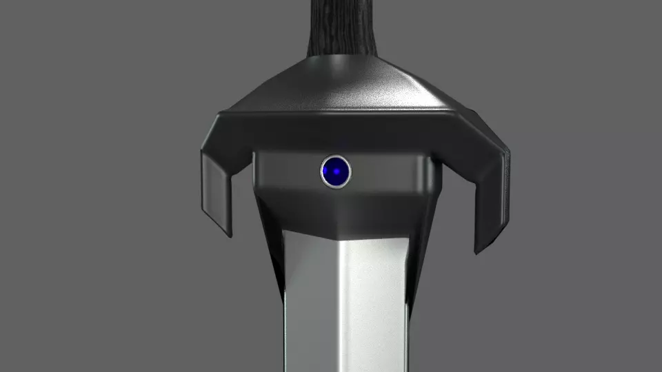 Low Poly Gladius Fantasy Blue Stones Dark Ebony Handling Low-poly 3D model_0
