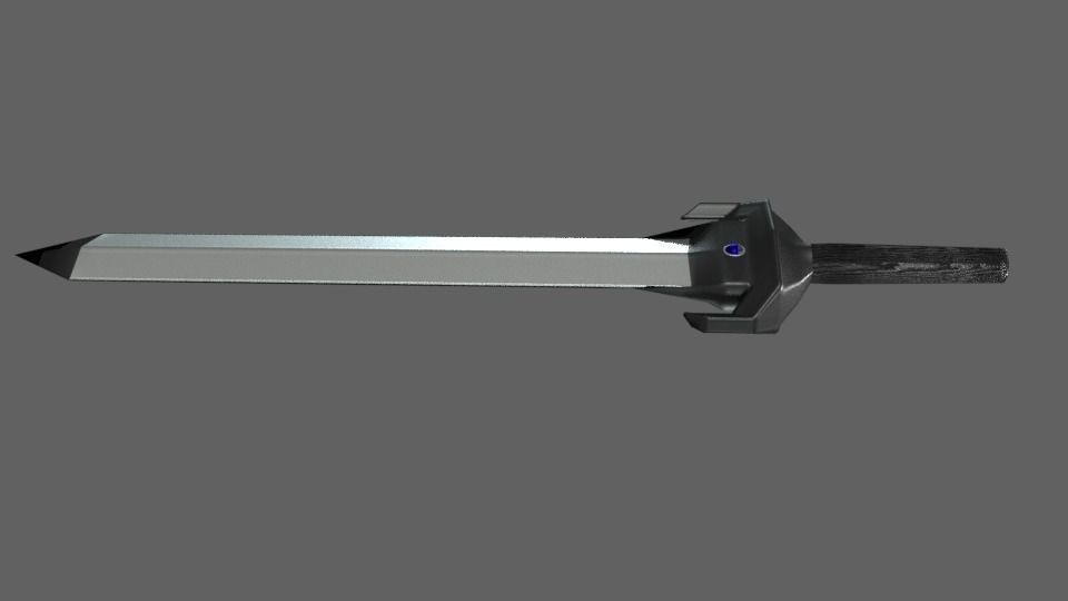 Low Poly Gladius Fantasy Blue Stones Dark Ebony Handling Low-poly 3D model_9