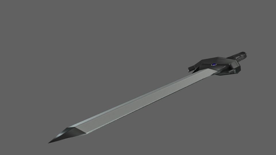 Low Poly Gladius Fantasy Blue Stones Dark Ebony Handling Low-poly 3D model_12