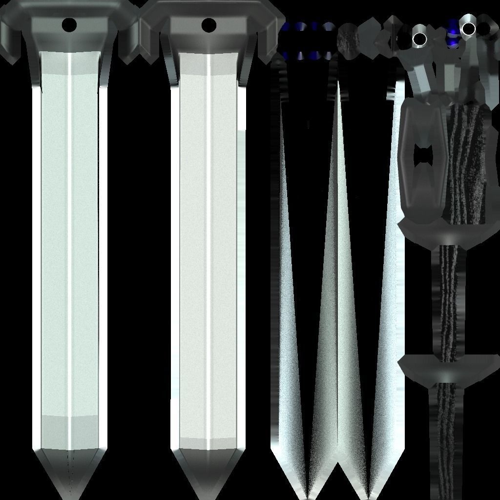 Low Poly Gladius Fantasy Blue Stones Dark Ebony Handling Low-poly 3D model_13