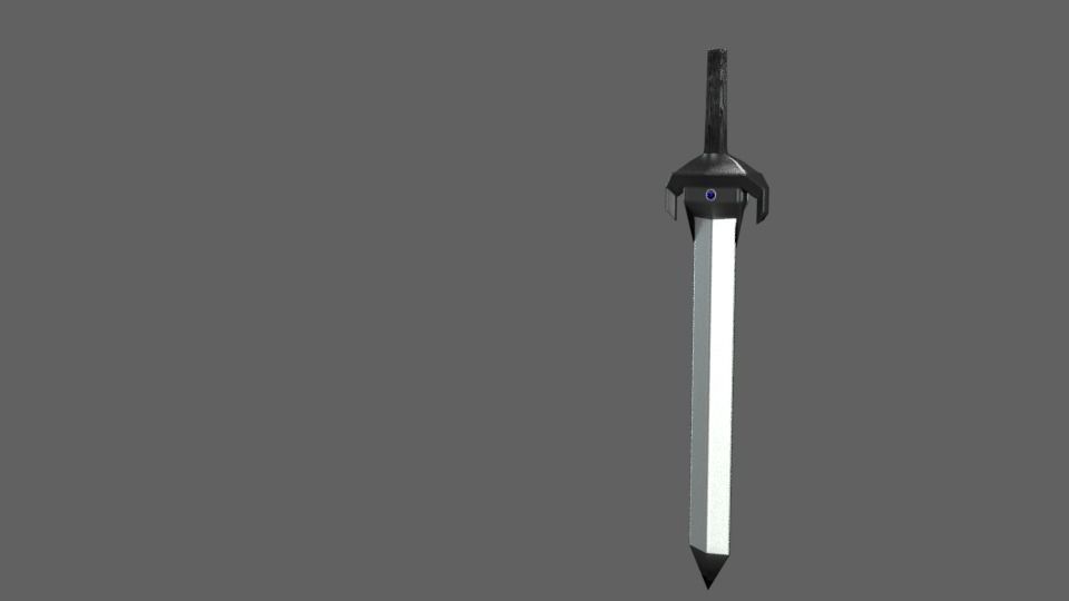 Low Poly Gladius Fantasy Blue Stones Dark Ebony Handling Low-poly 3D model_4