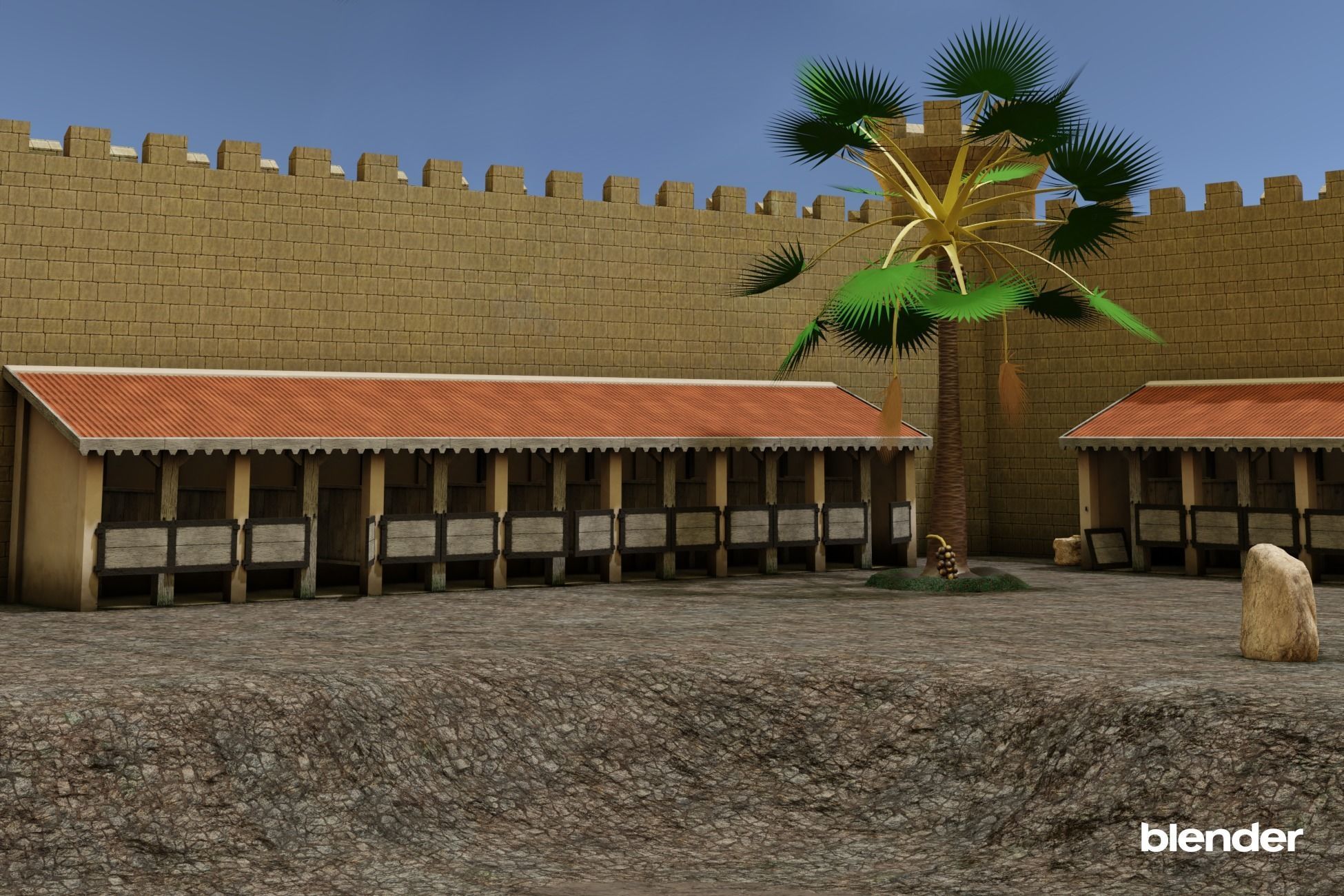Medieval Stable Low-poly 3D model_6
