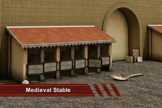 Medieval Stable Low-poly 3D model