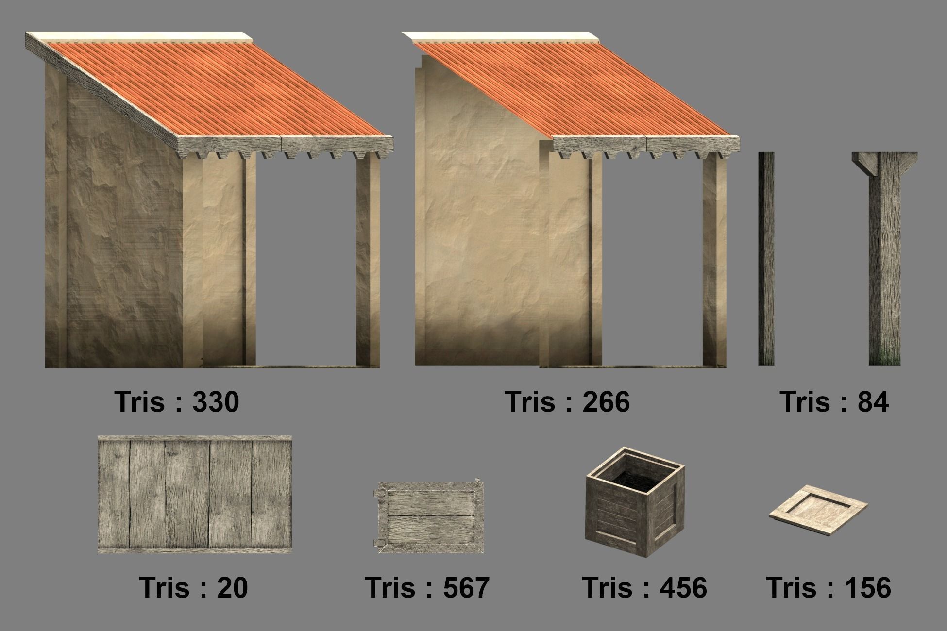 Medieval Stable Low-poly 3D model_9