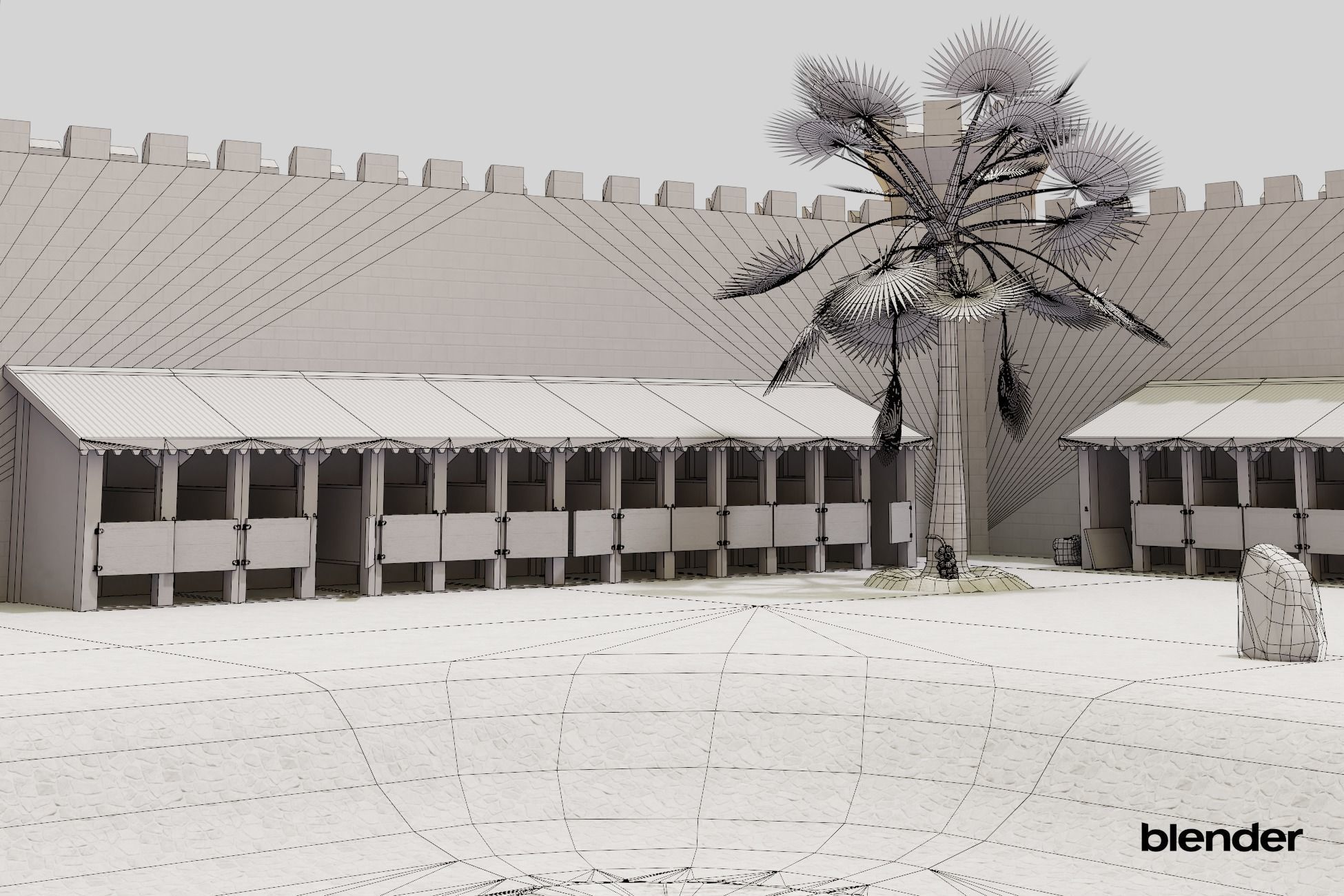 Medieval Stable Low-poly 3D model_8