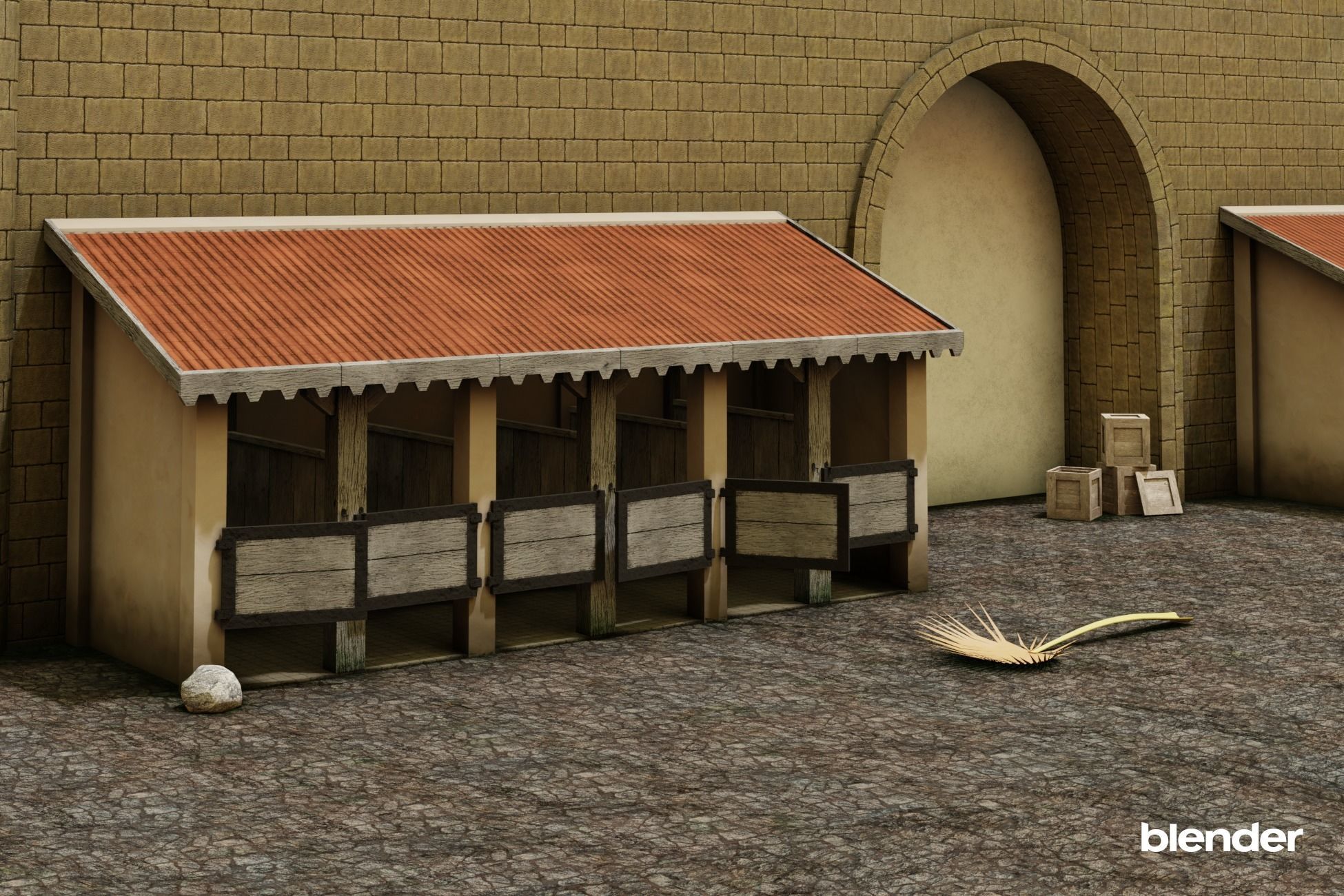 Medieval Stable Low-poly 3D model_5