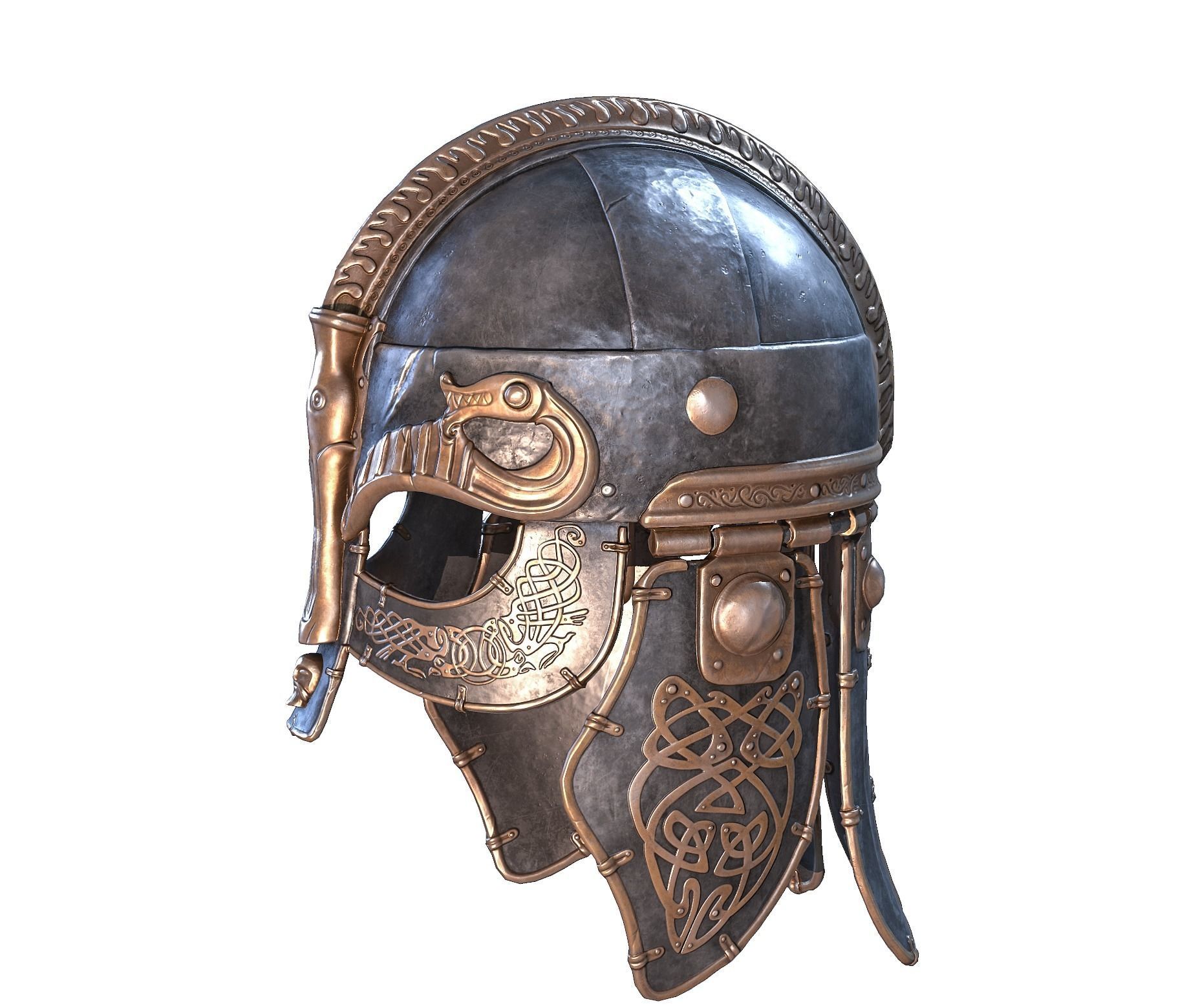 Viking helmet Low-poly 3D model_7