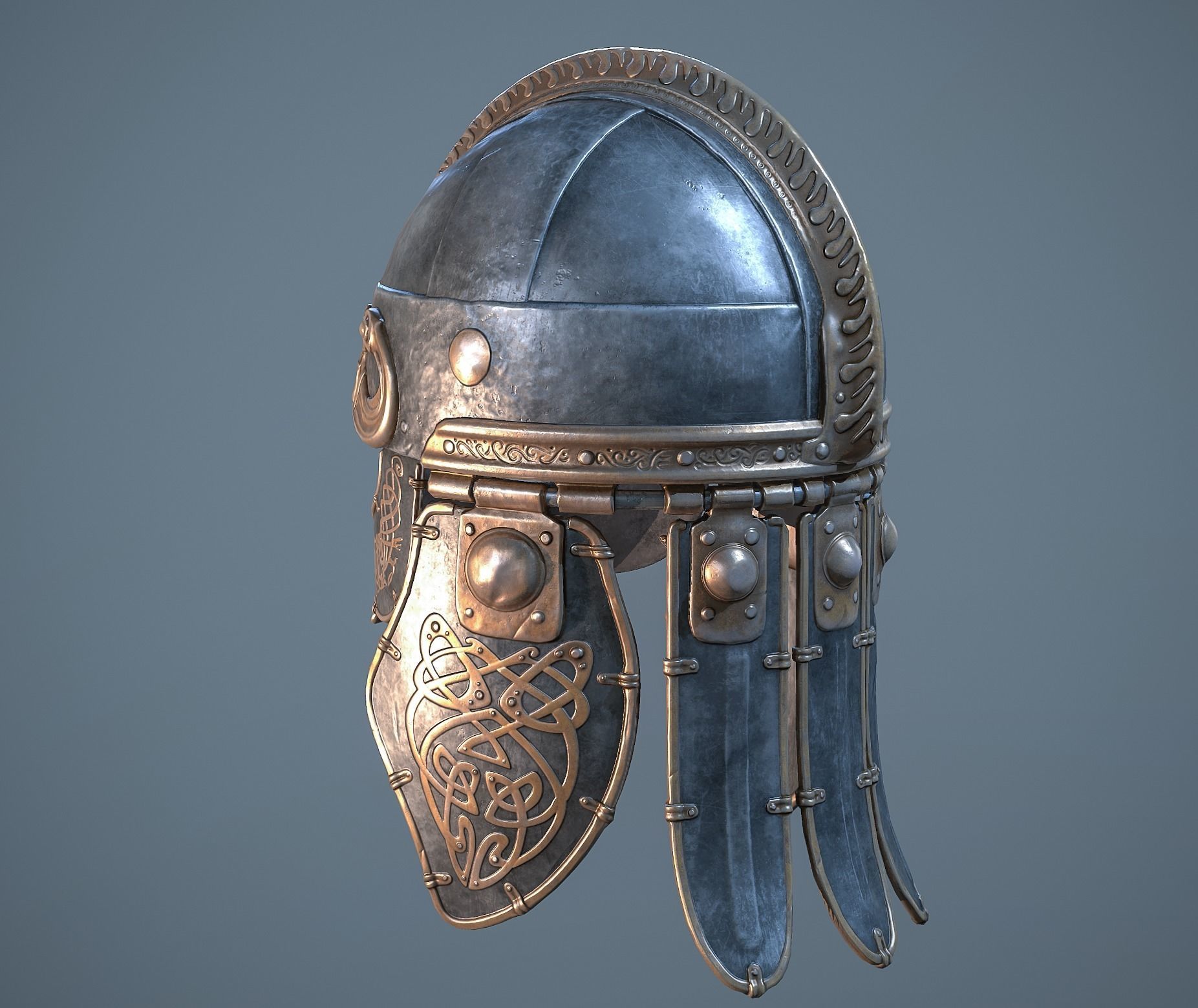 Viking helmet Low-poly 3D model_12