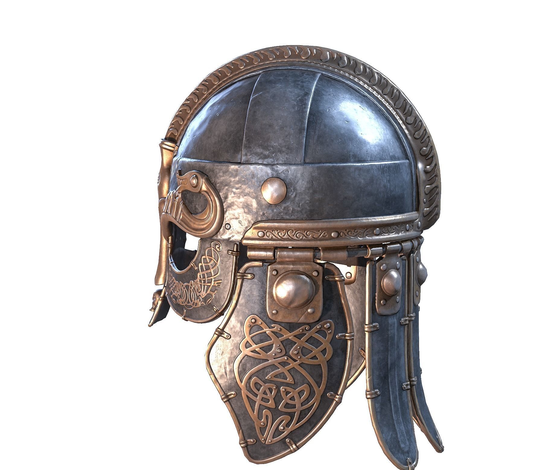 Viking helmet Low-poly 3D model_9