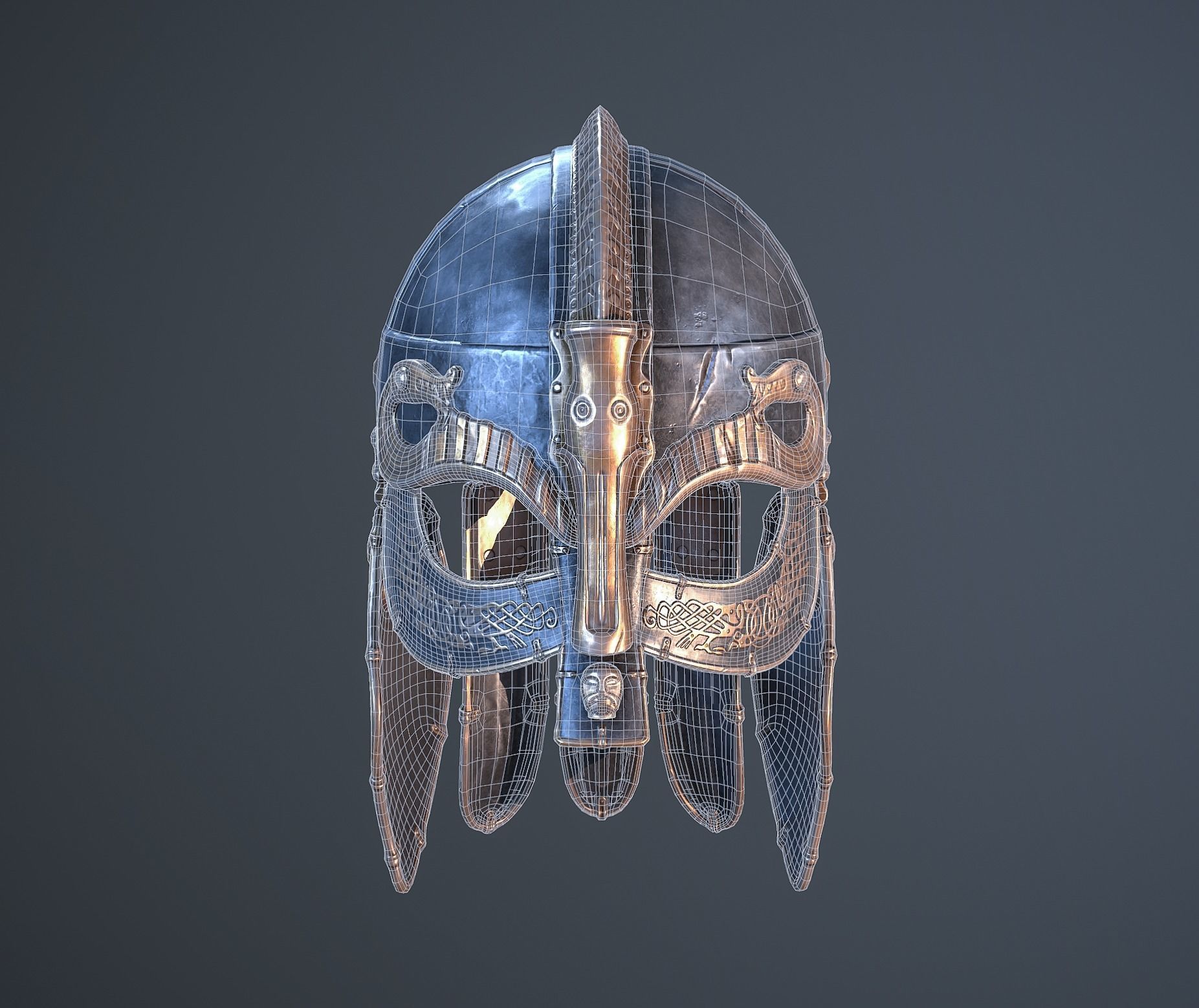Viking helmet Low-poly 3D model_63