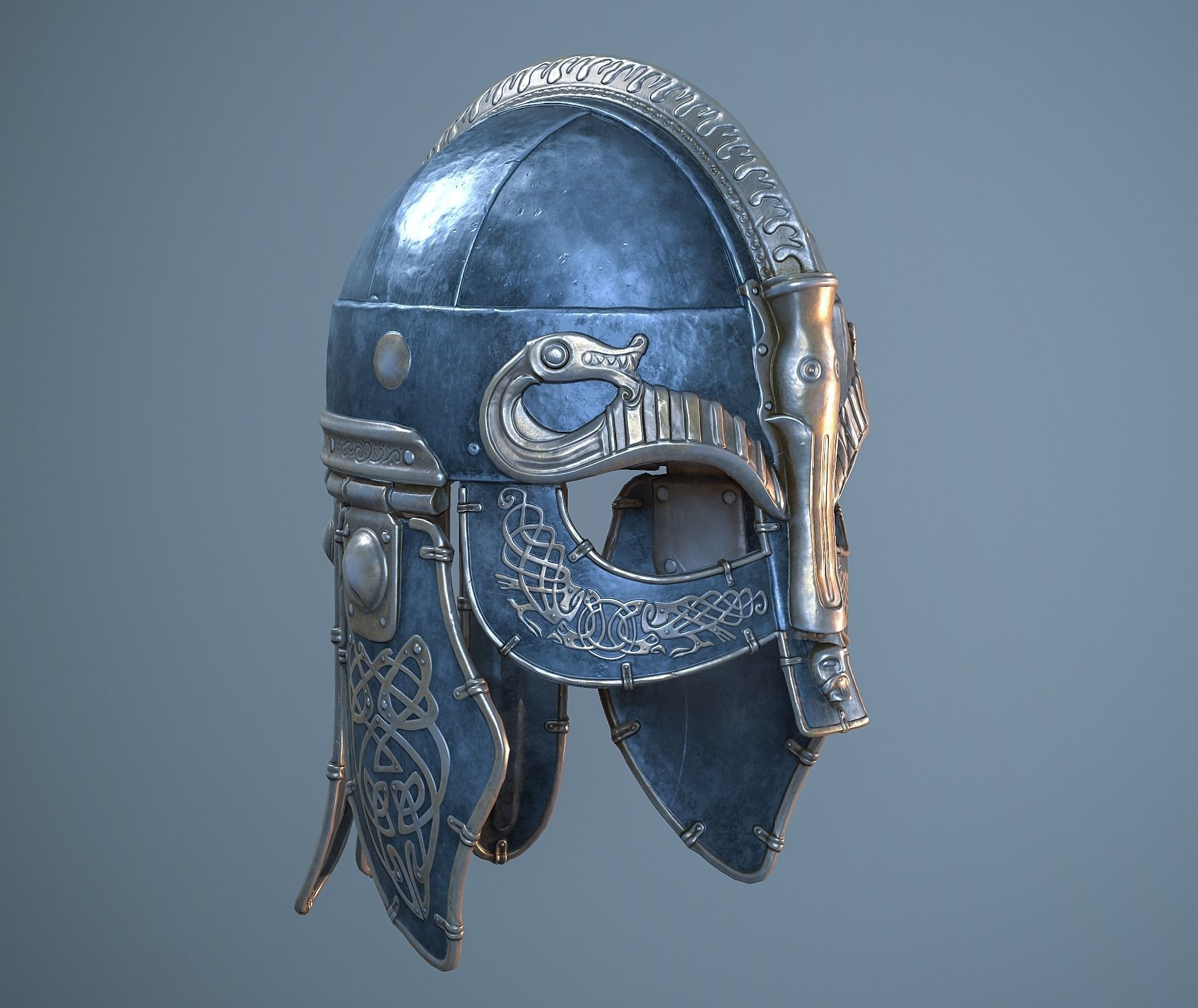 Viking helmet Low-poly 3D model_24
