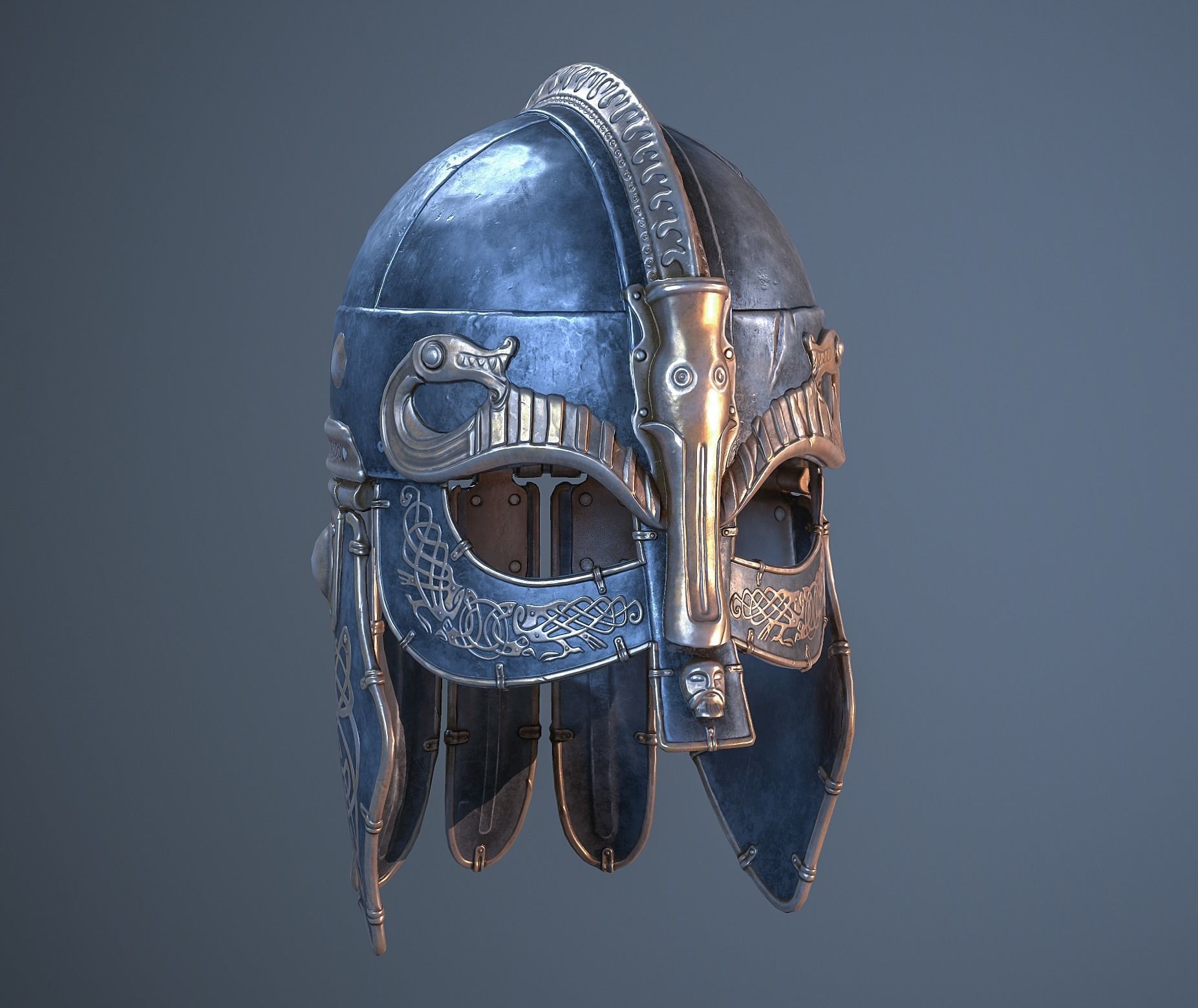 Viking helmet Low-poly 3D model_26