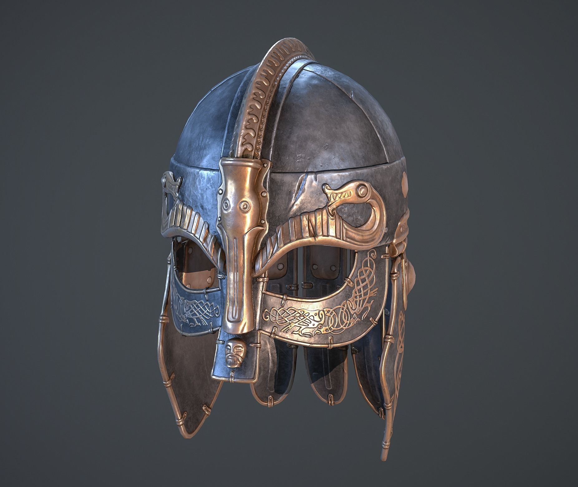 Viking helmet Low-poly 3D model_4