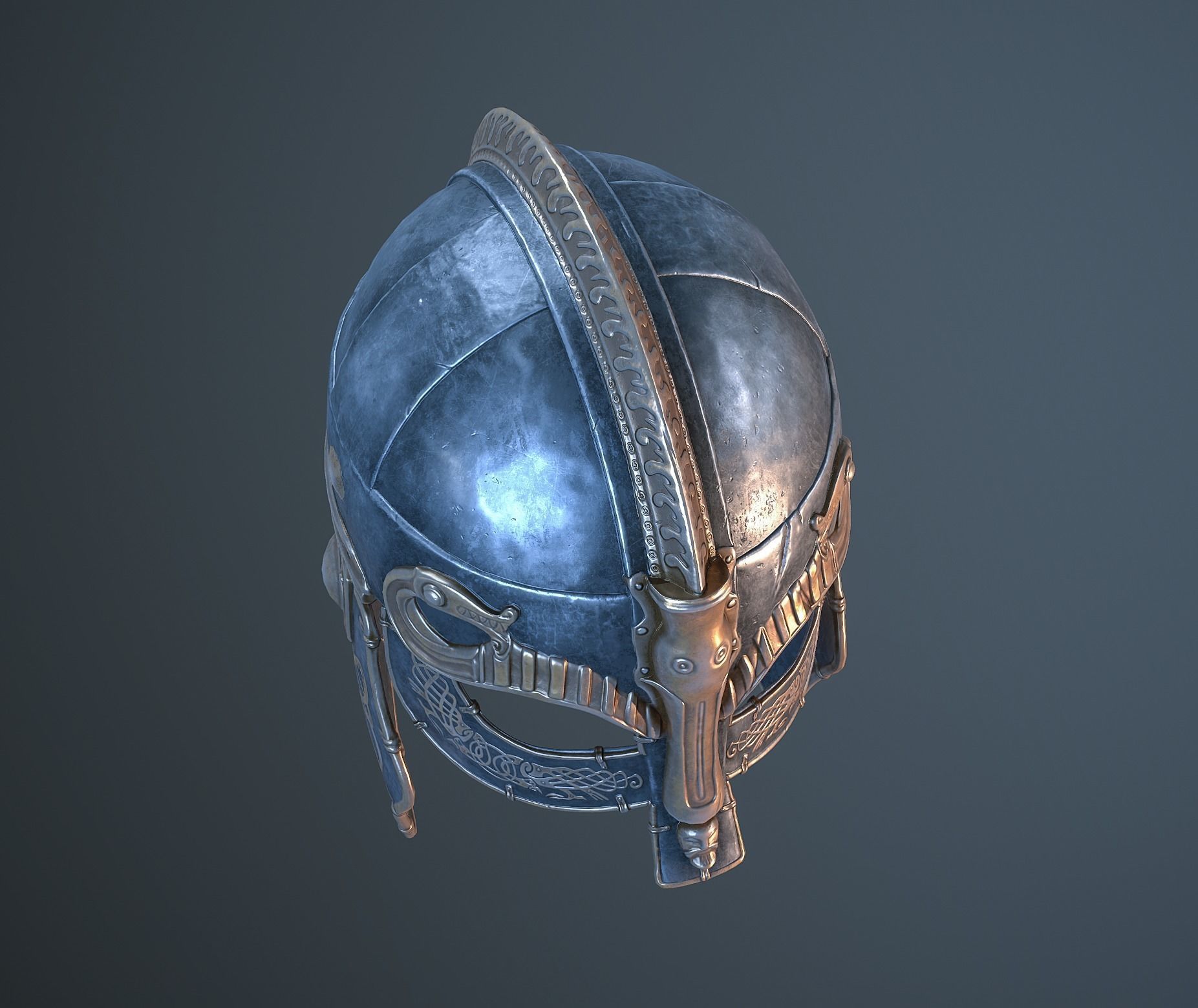 Viking helmet Low-poly 3D model_28