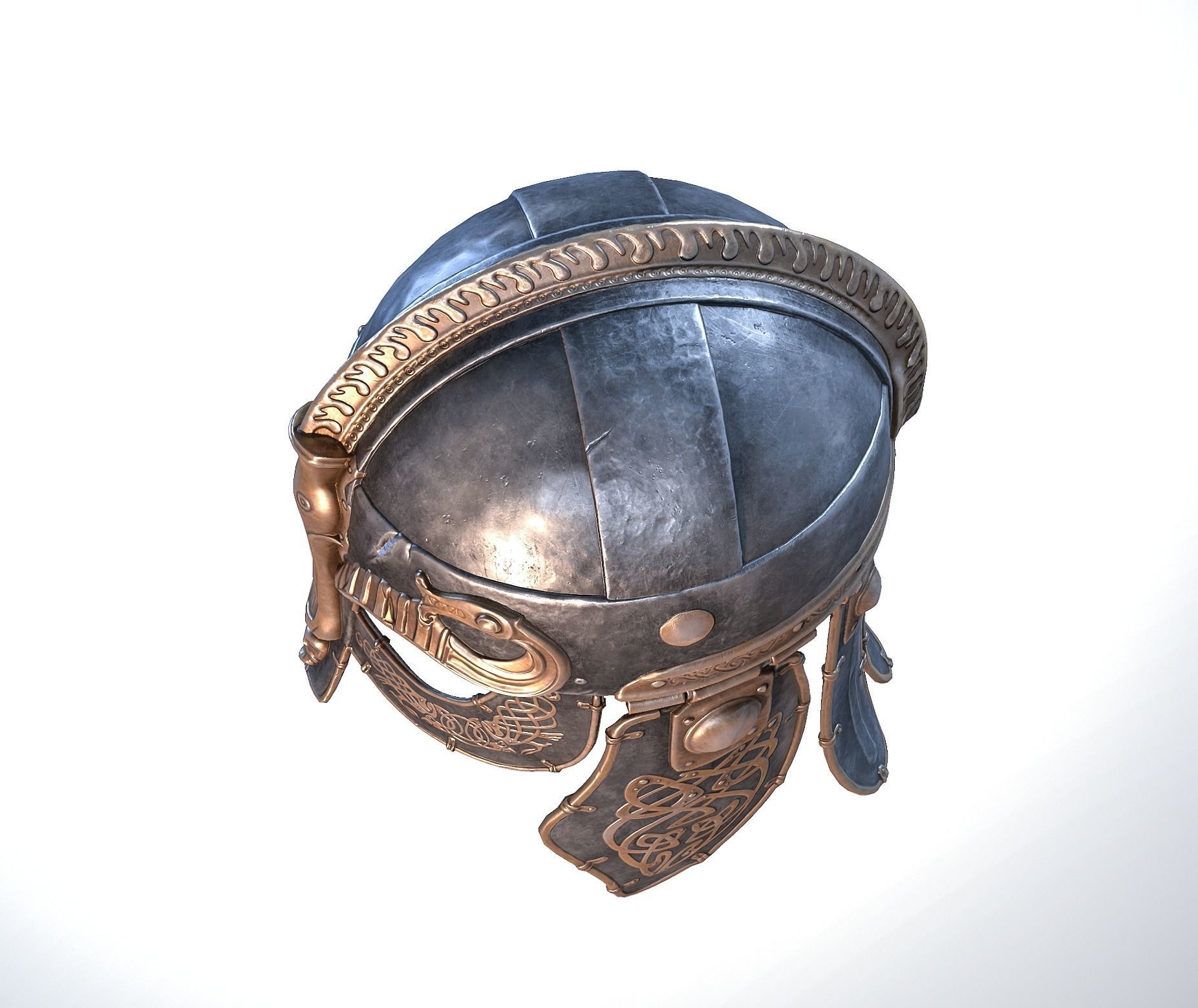 Viking helmet Low-poly 3D model_31