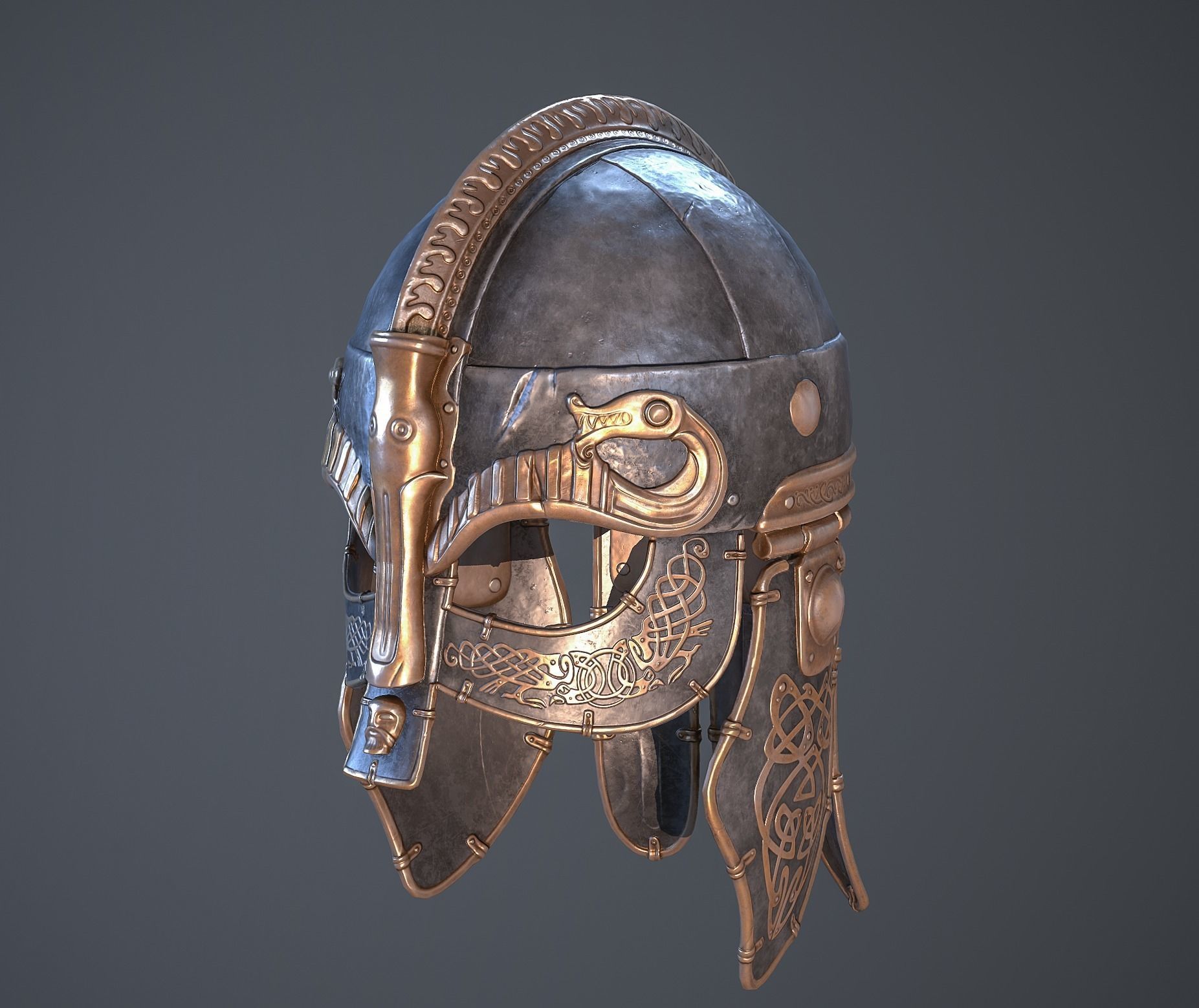 Viking helmet Low-poly 3D model_6