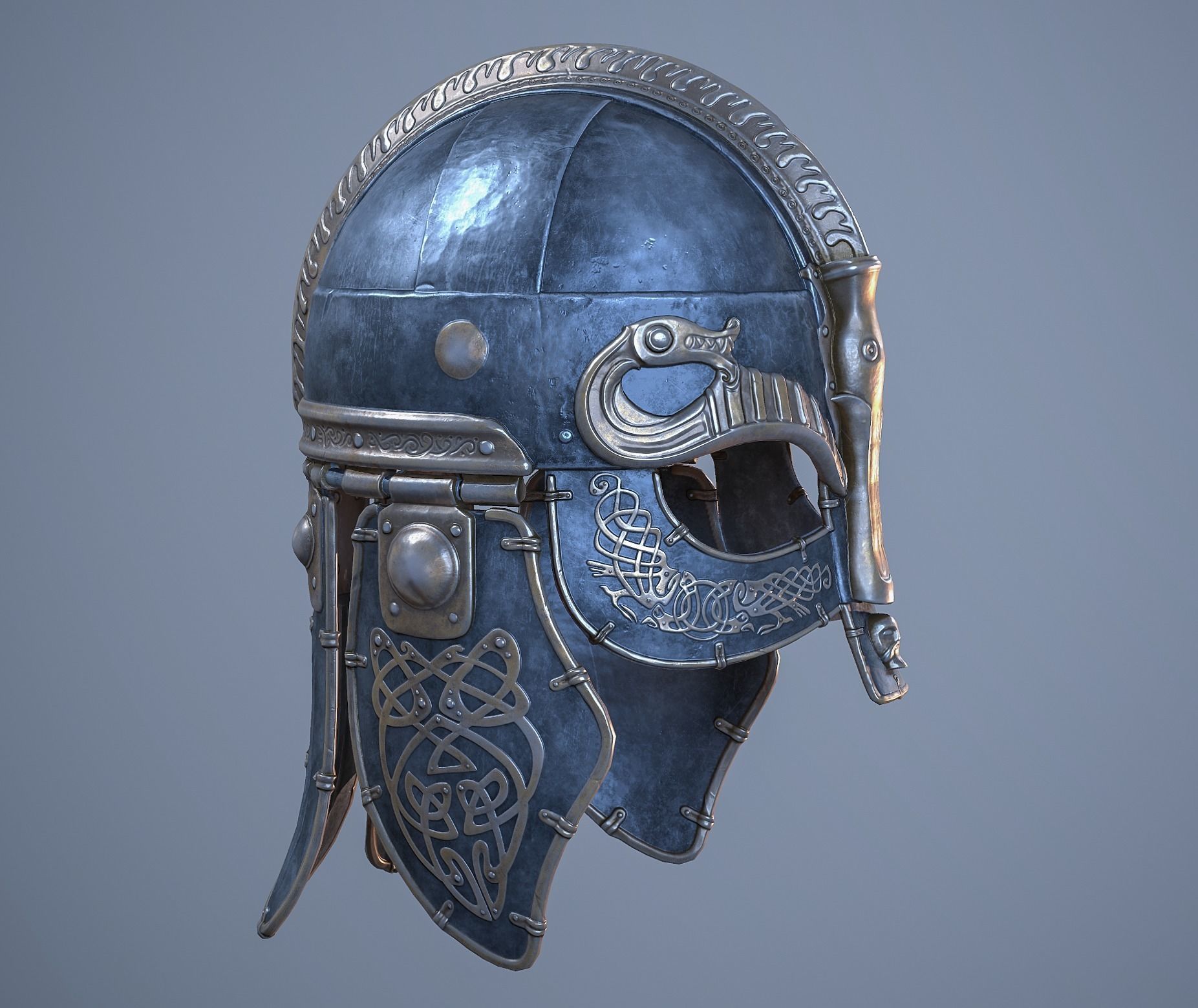 Viking helmet Low-poly 3D model_22