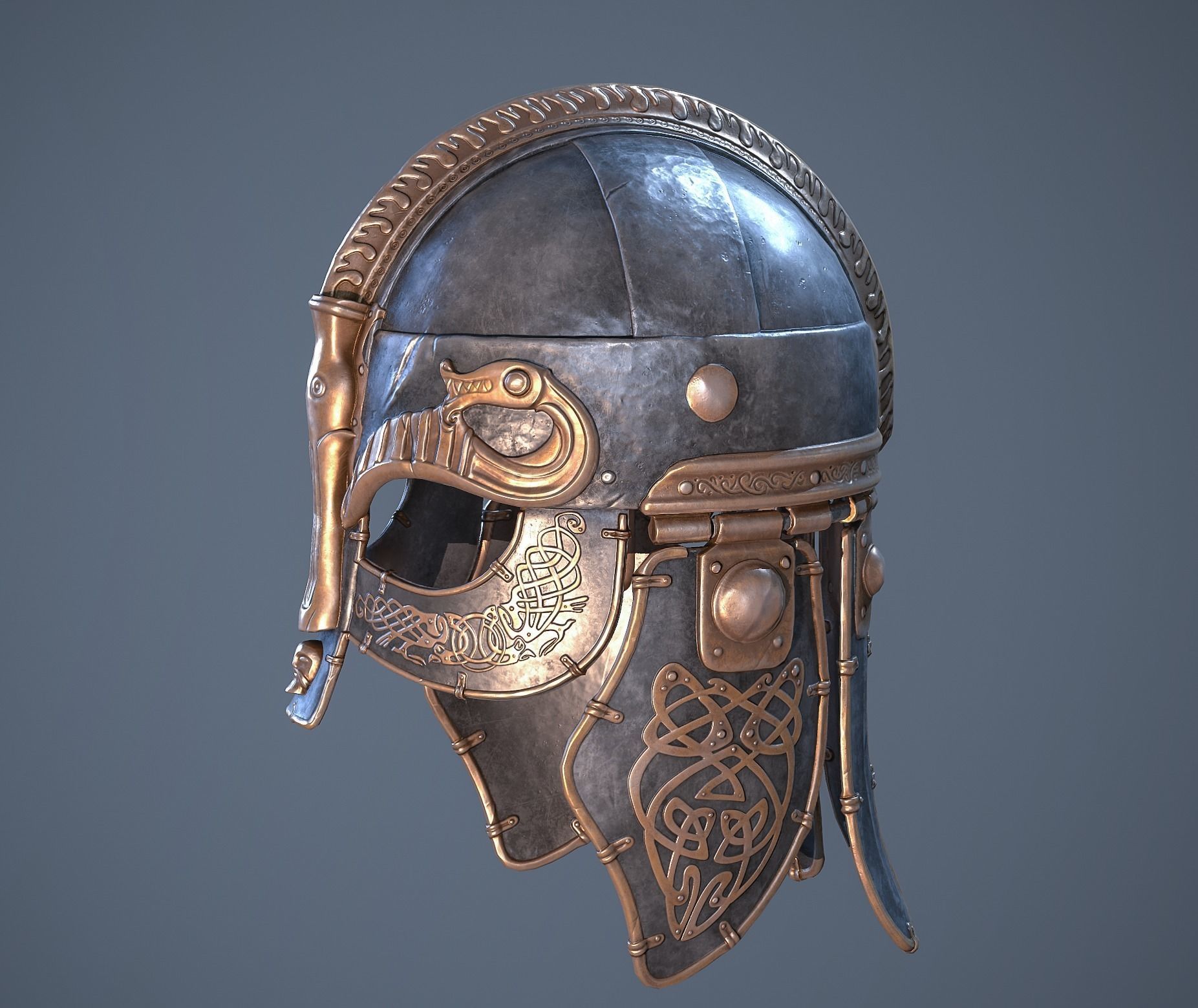 Viking helmet Low-poly 3D model_8