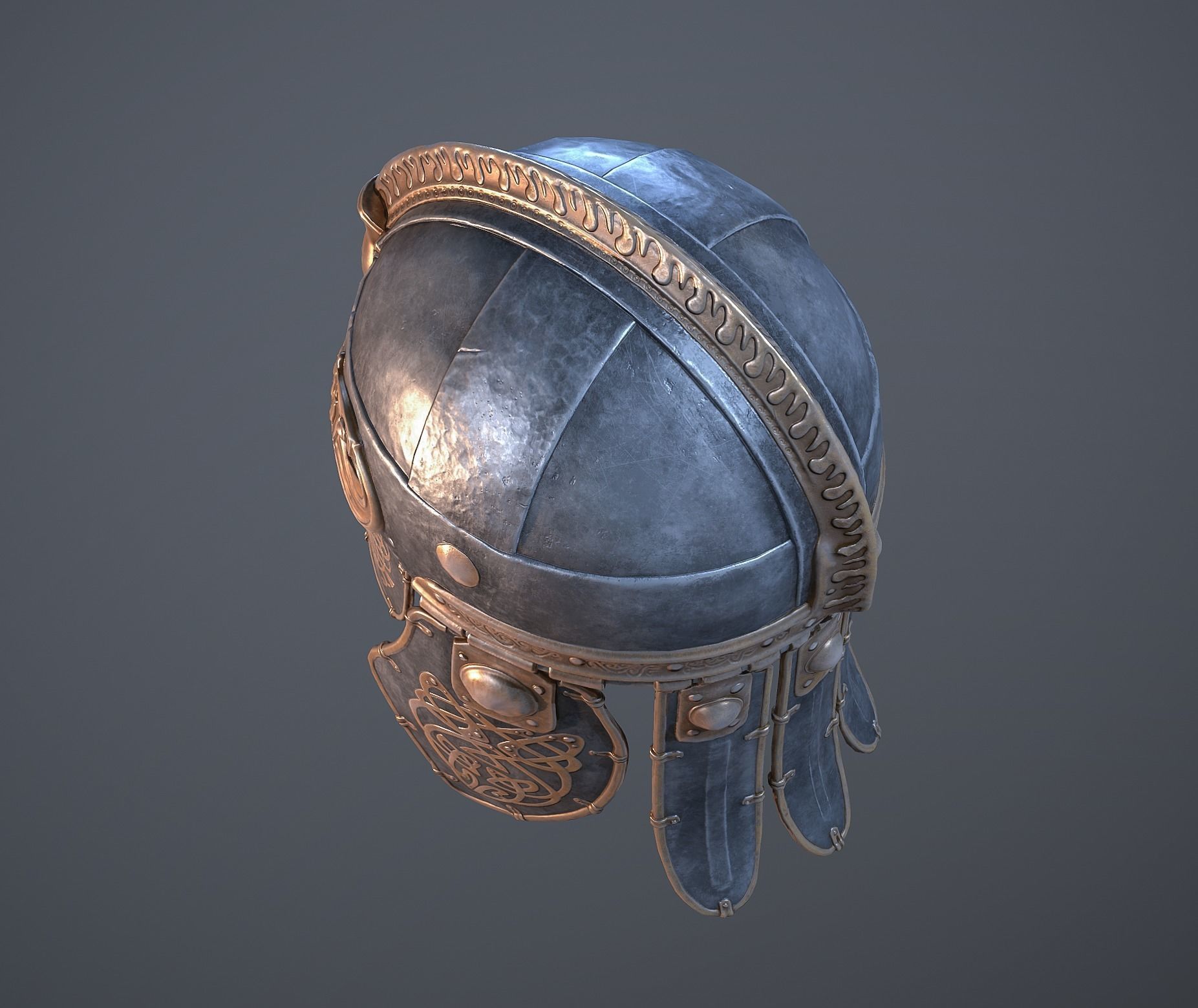 Viking helmet Low-poly 3D model_34