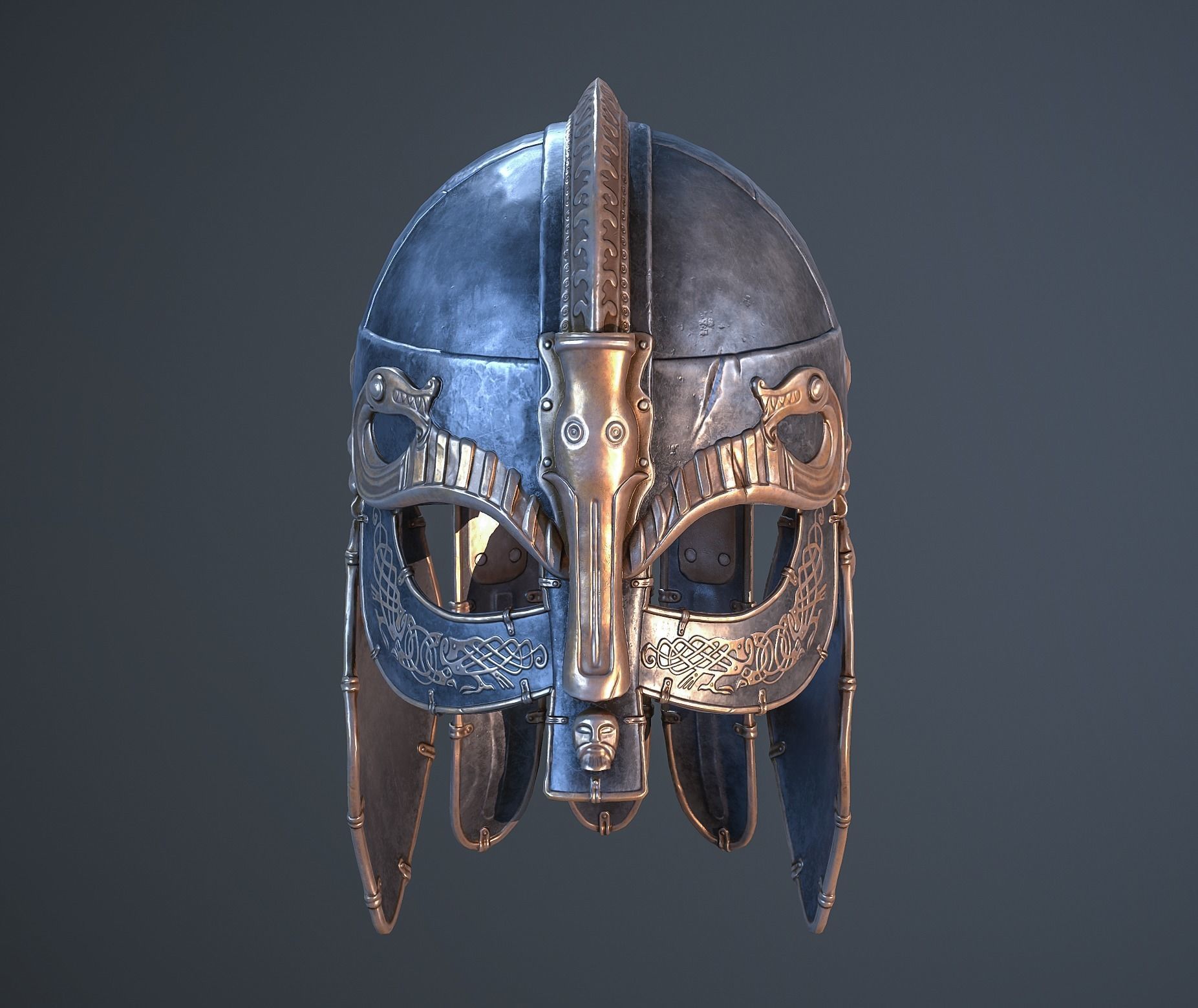 Viking helmet Low-poly 3D model_2
