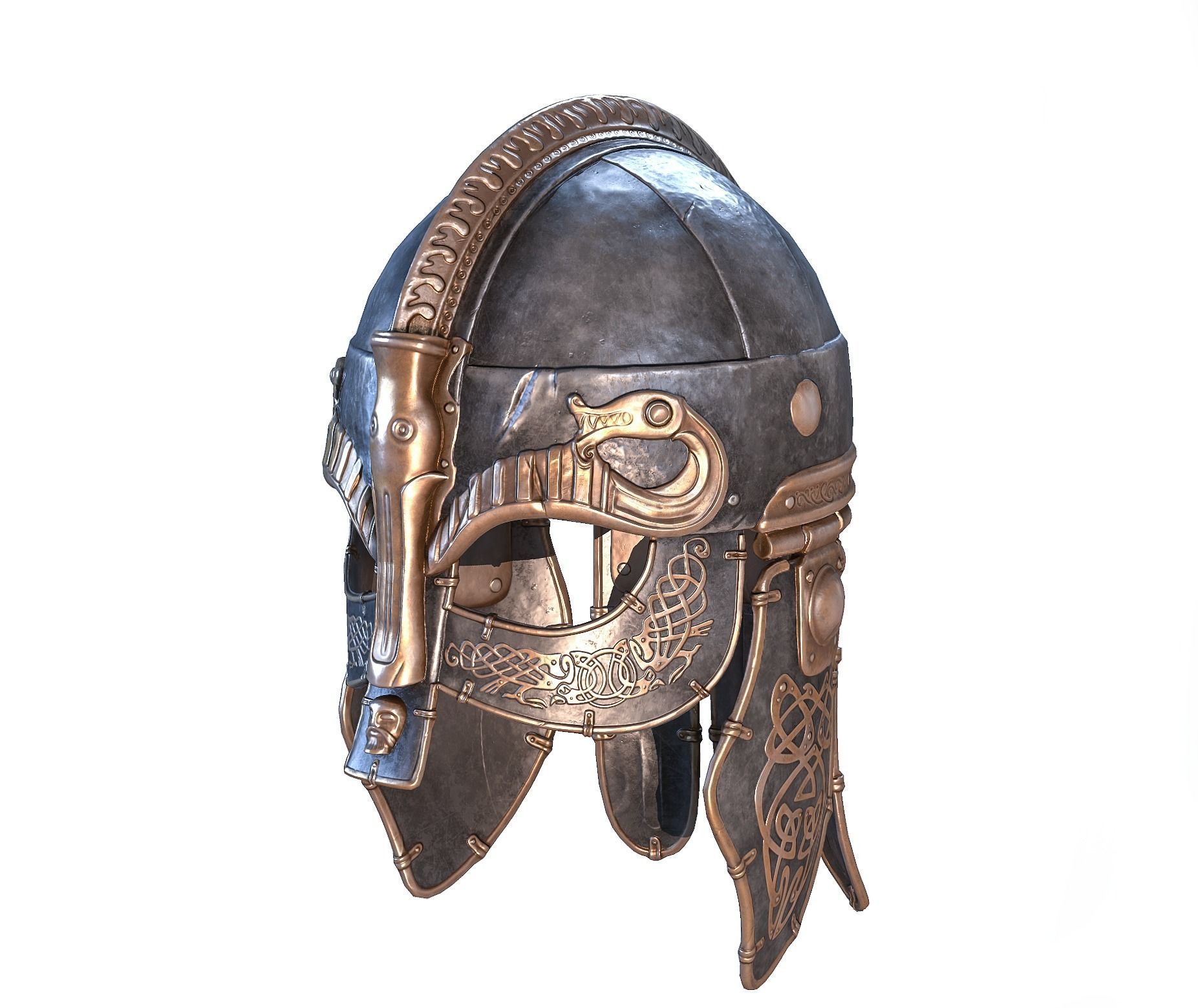 Viking helmet Low-poly 3D model_5