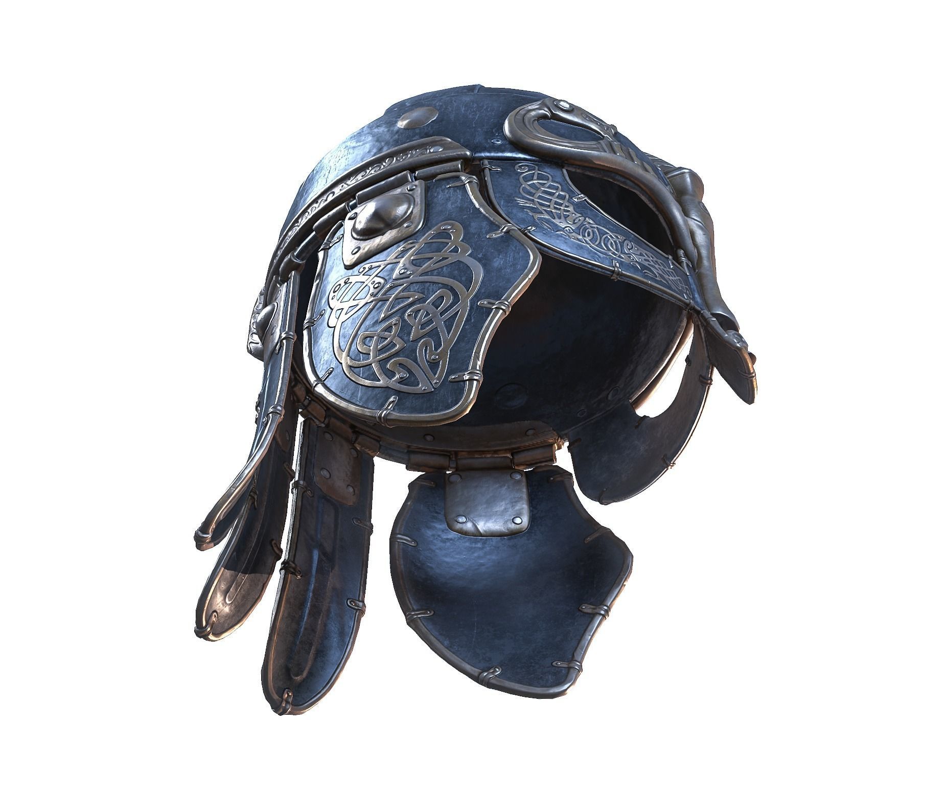 Viking helmet Low-poly 3D model_57